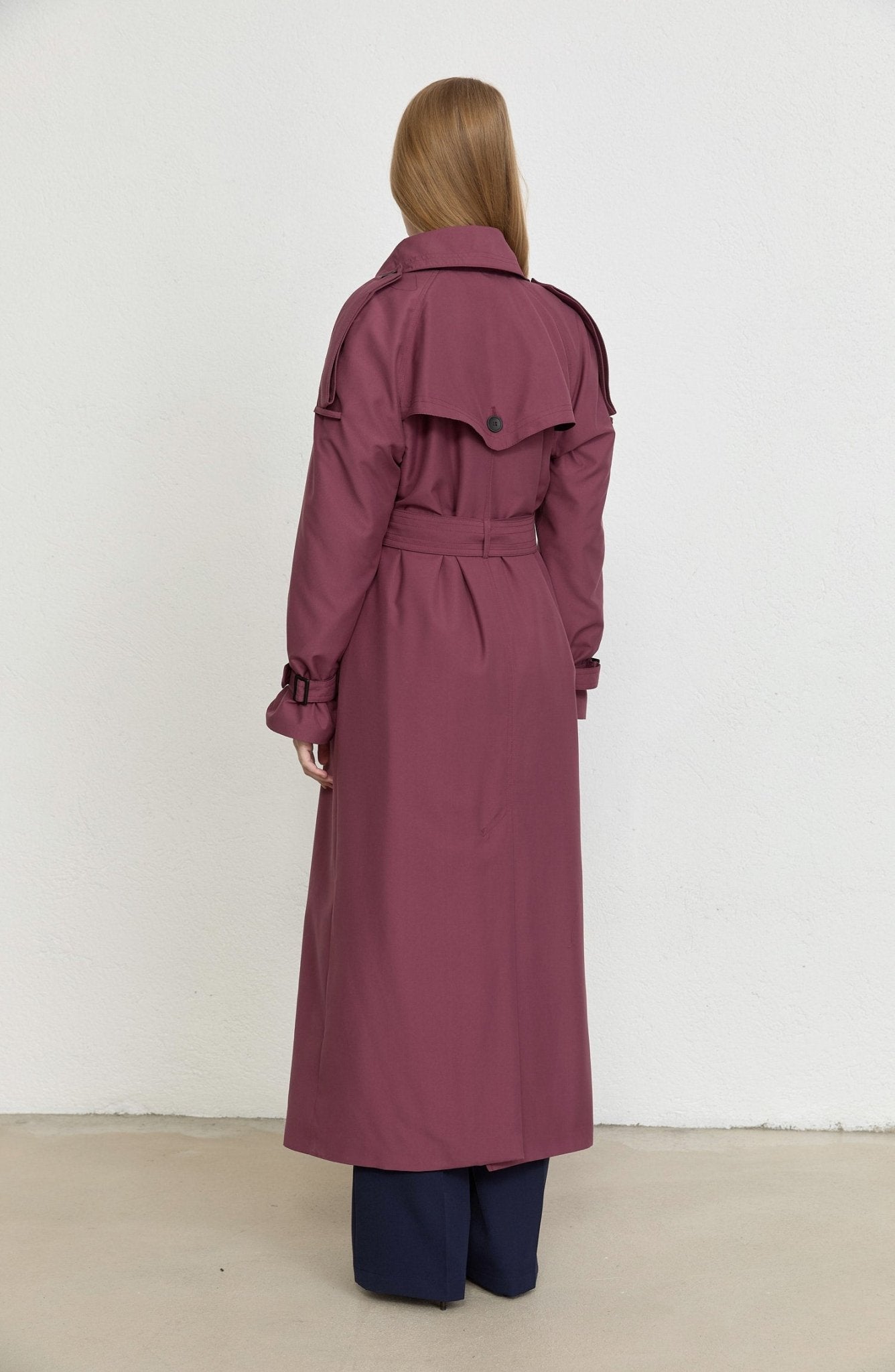 Apoletli Mürdüm Oversize Trençkot - Fatma Atasoy