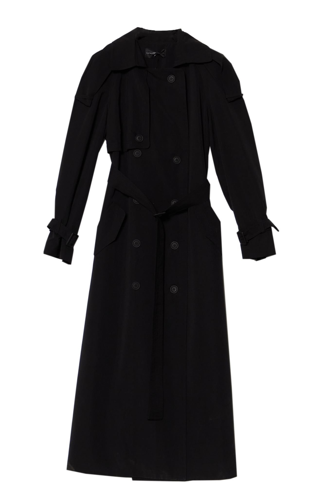 Apoletli Siyah Oversize Trençkot - Fatma Atasoy