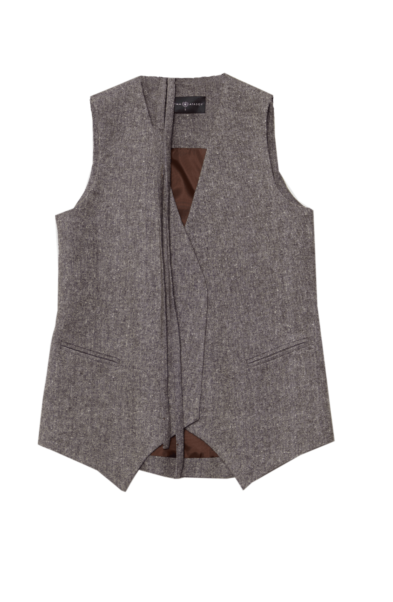 Bağlamalı Kahverengi Tüvit Yelek Etek Takım - Fatma Atasoy