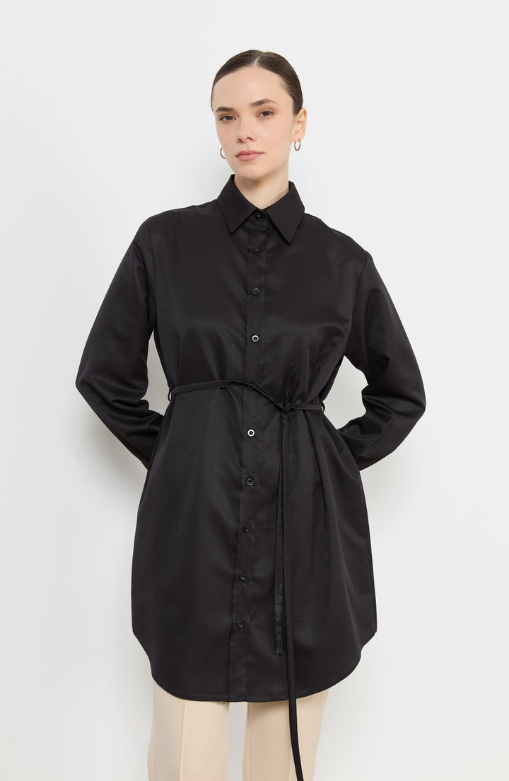 Bağlamalı Siyah Gömlek - Fatma Atasoy