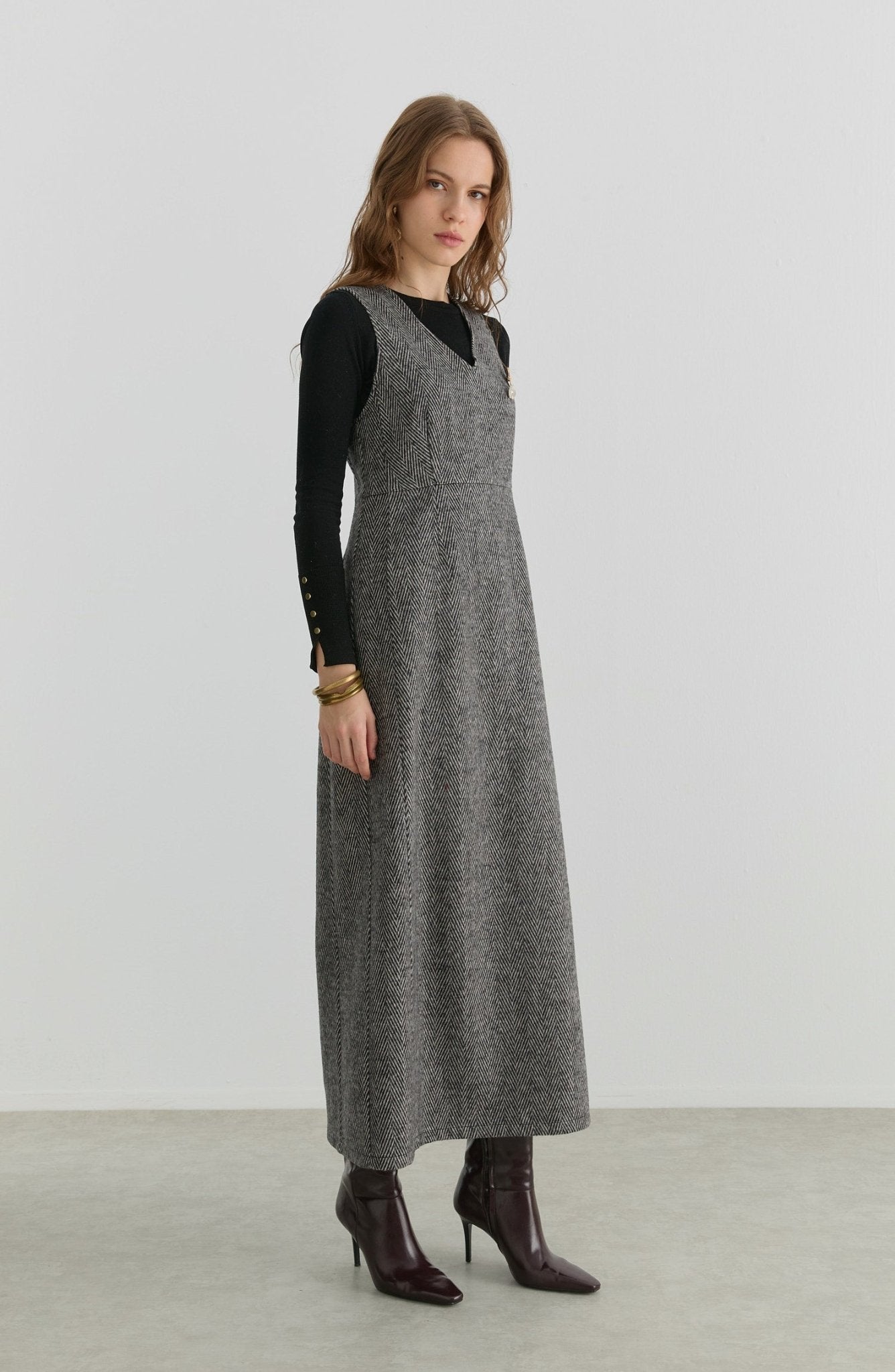 Balıksırtı Siyah Kaşe Jile - Fatma Atasoy