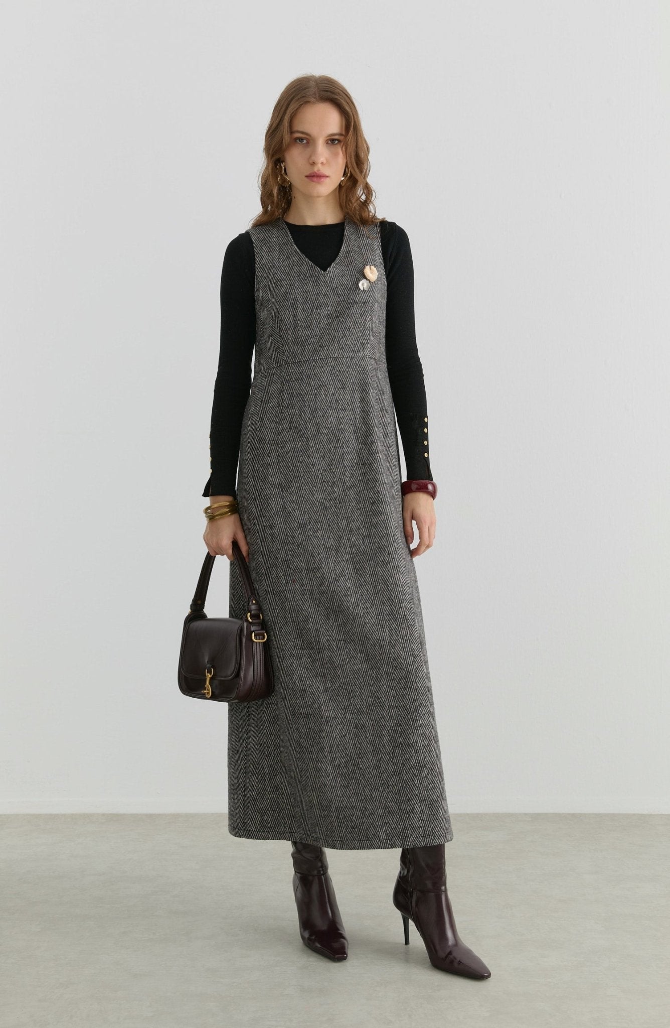 Balıksırtı Siyah Kaşe Jile - Fatma Atasoy