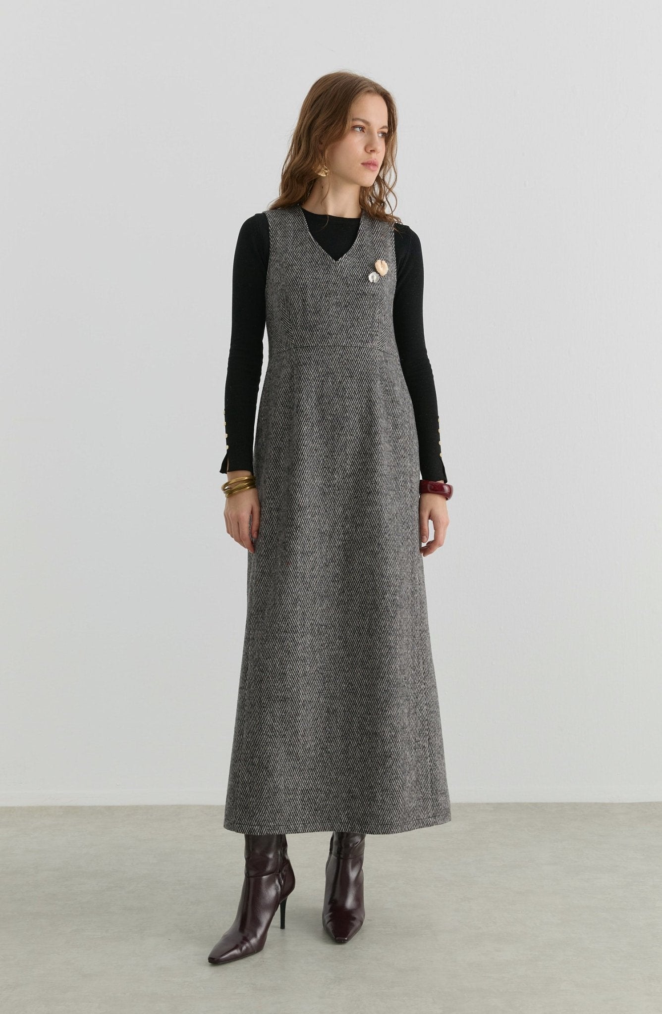 Balıksırtı Siyah Kaşe Jile - Fatma Atasoy