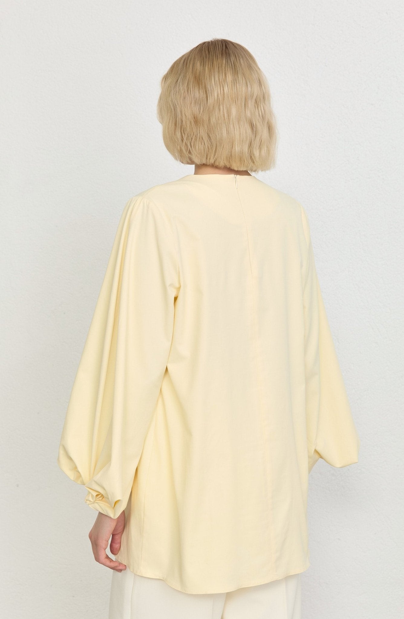 Balon Kol Butter Sarı Pamuk Tunik Gömlek - Fatma Atasoy