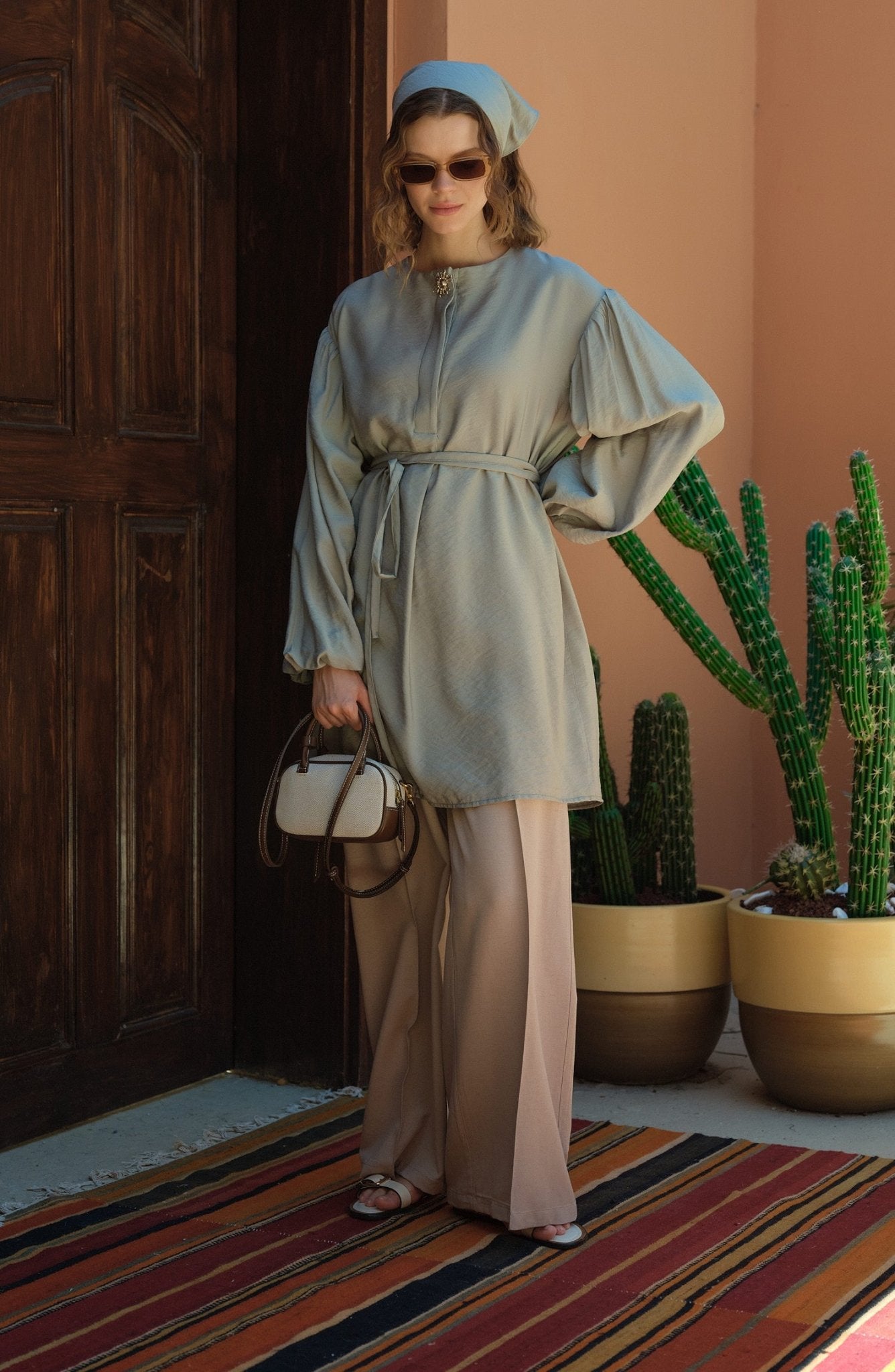 Balon Kol Sunshine Mint Tunik - Fatma Atasoy