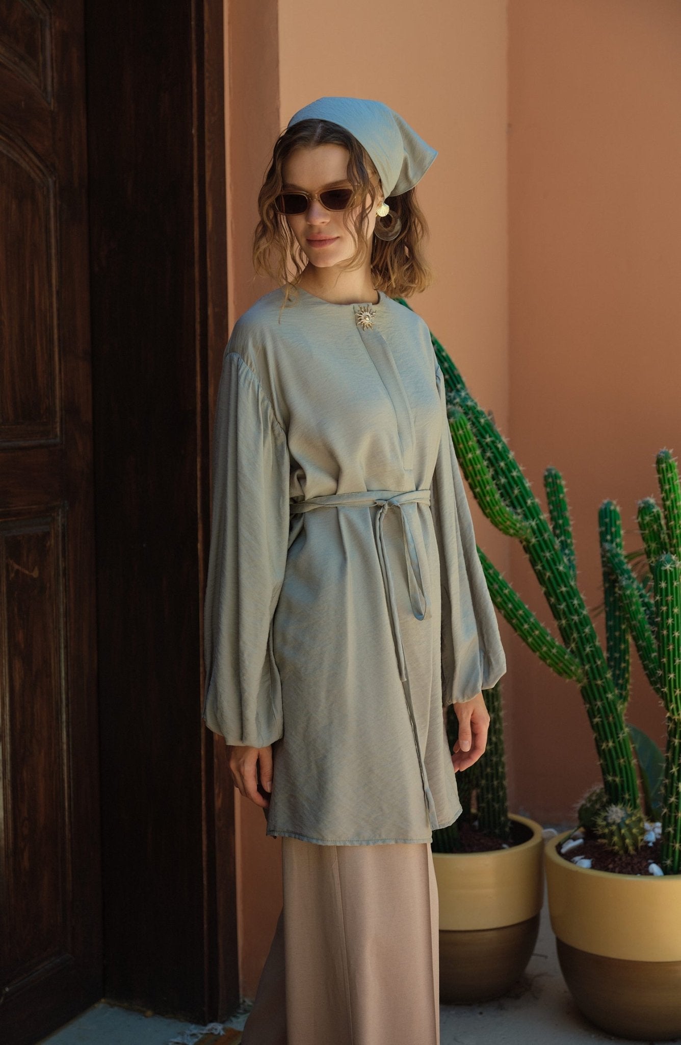 Balon Kol Sunshine Mint Tunik - Fatma Atasoy