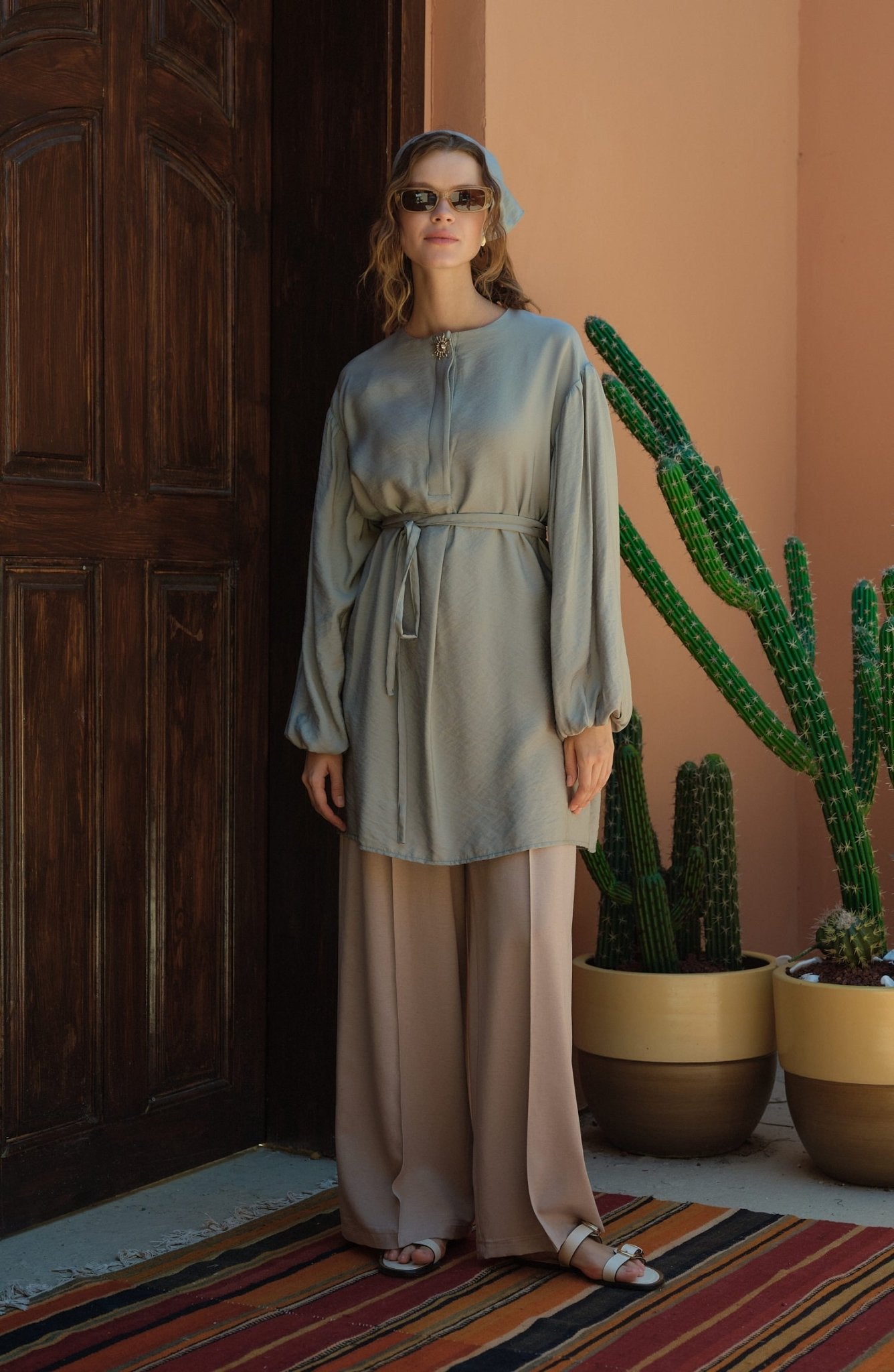 Balon Kol Sunshine Mint Tunik - Fatma Atasoy