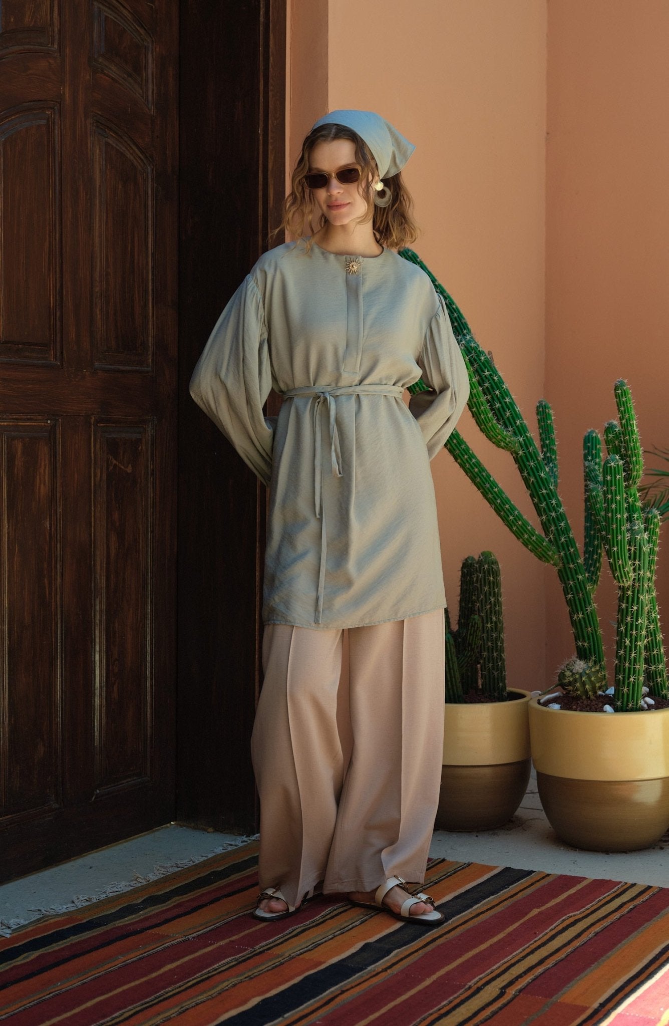 Balon Kol Sunshine Mint Tunik - Fatma Atasoy