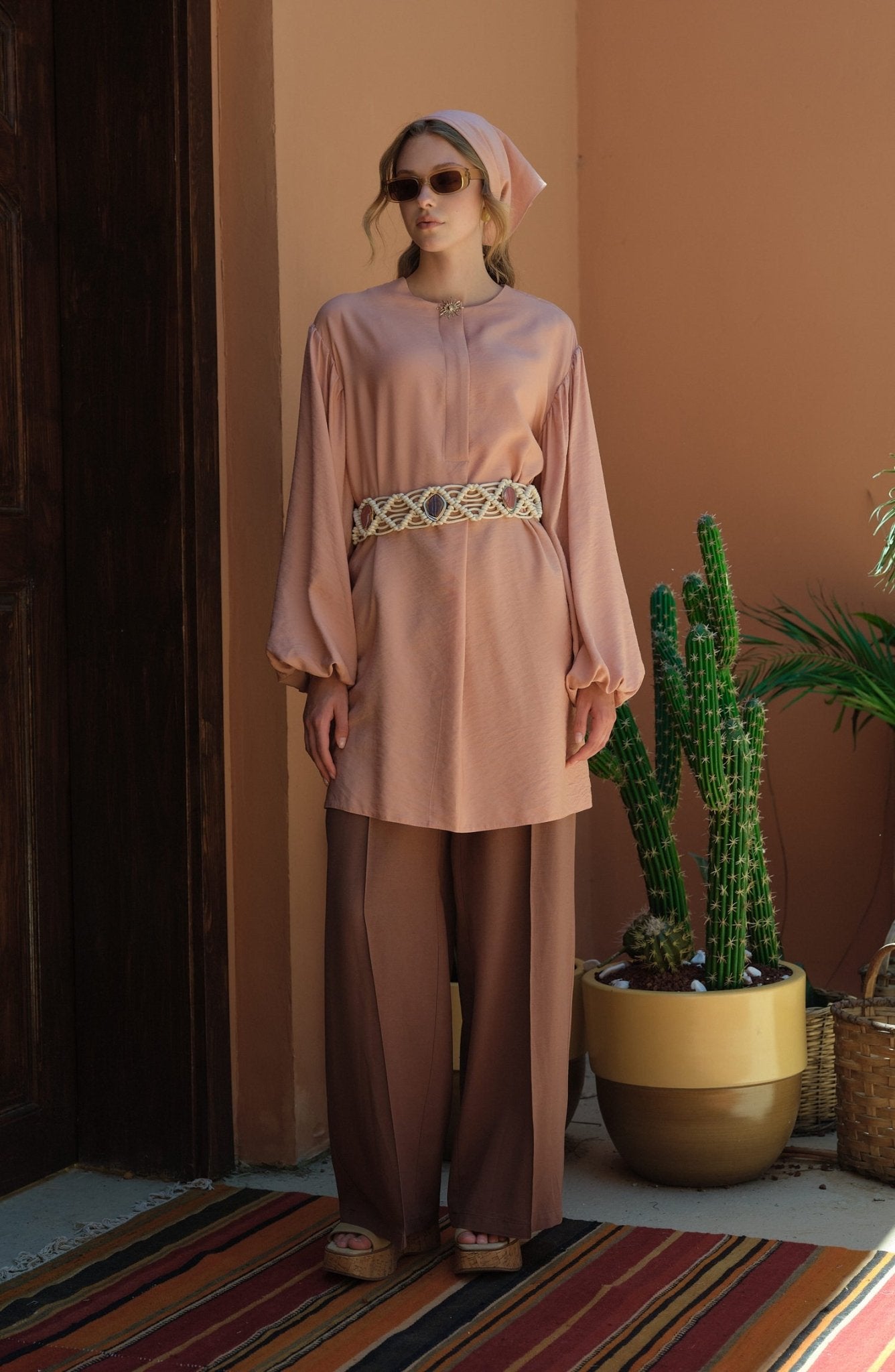 Balon Kol Sunshine Soft Pembe Tunik - Fatma Atasoy