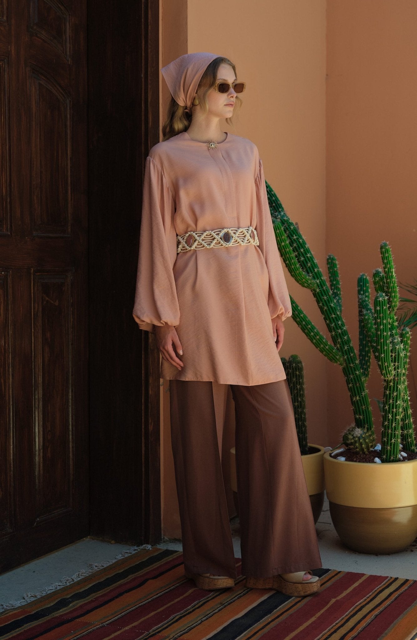 Balon Kol Sunshine Soft Pembe Tunik - Fatma Atasoy