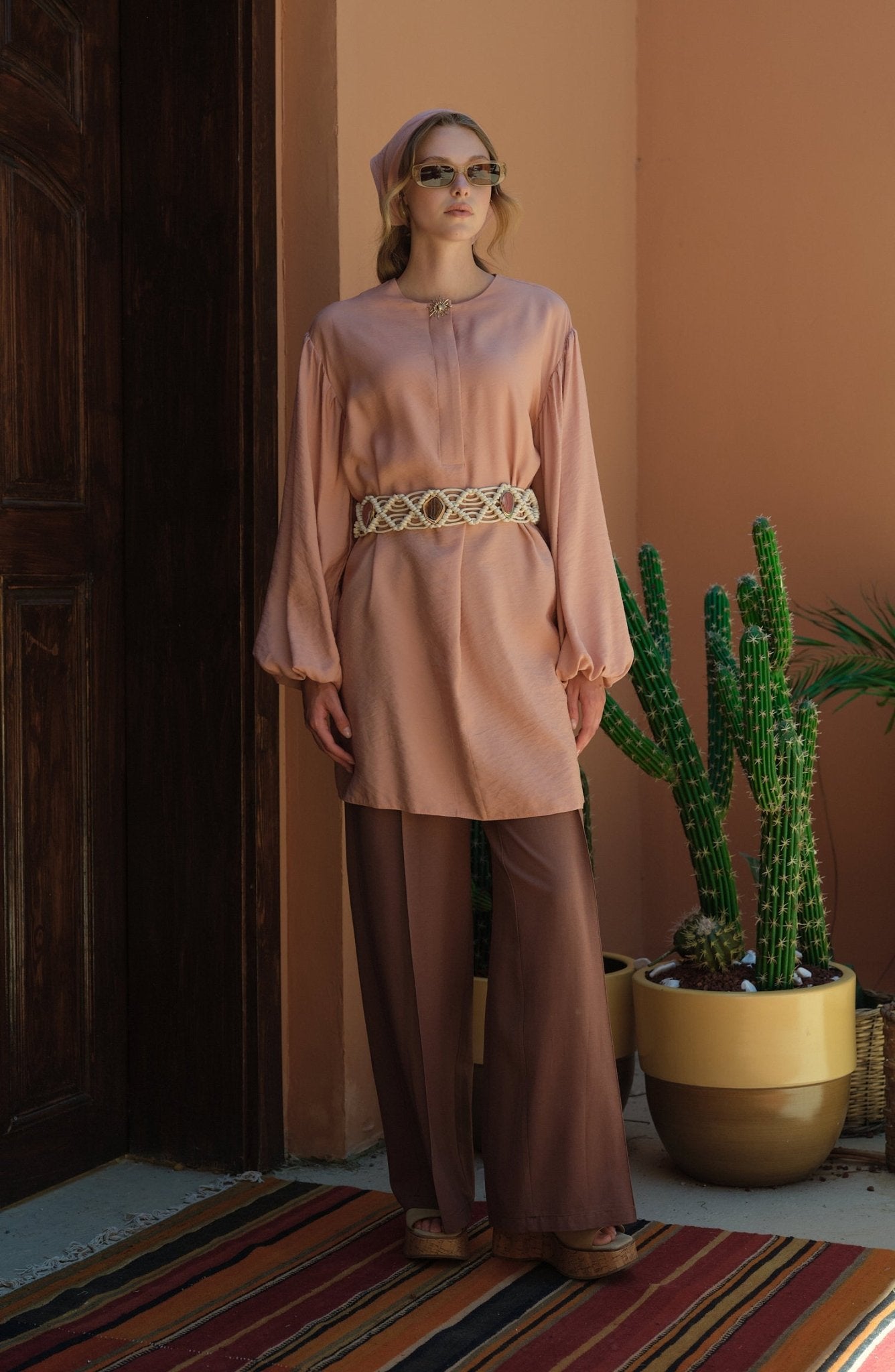 Balon Kol Sunshine Soft Pembe Tunik - Fatma Atasoy