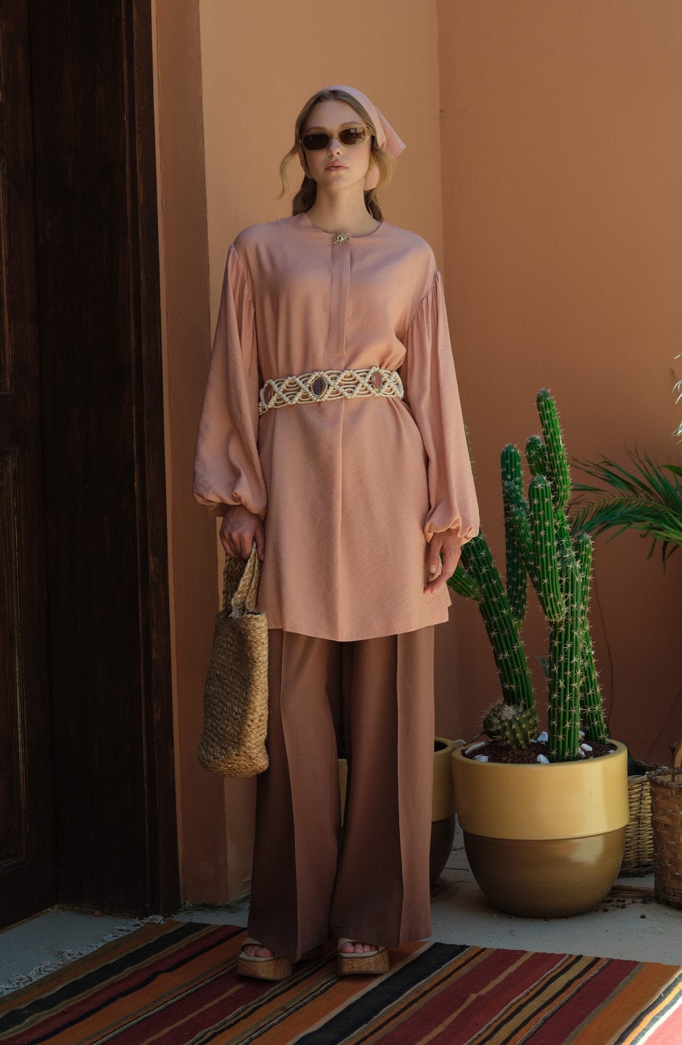 Balon Kol Sunshine Soft Pembe Tunik - Fatma Atasoy