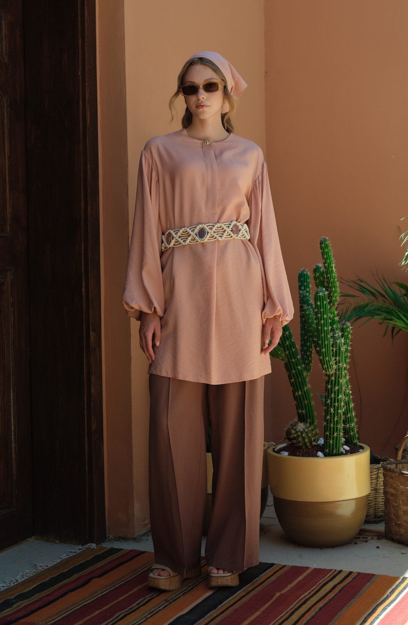 Balon Kol Sunshine Soft Pembe Tunik - Fatma Atasoy
