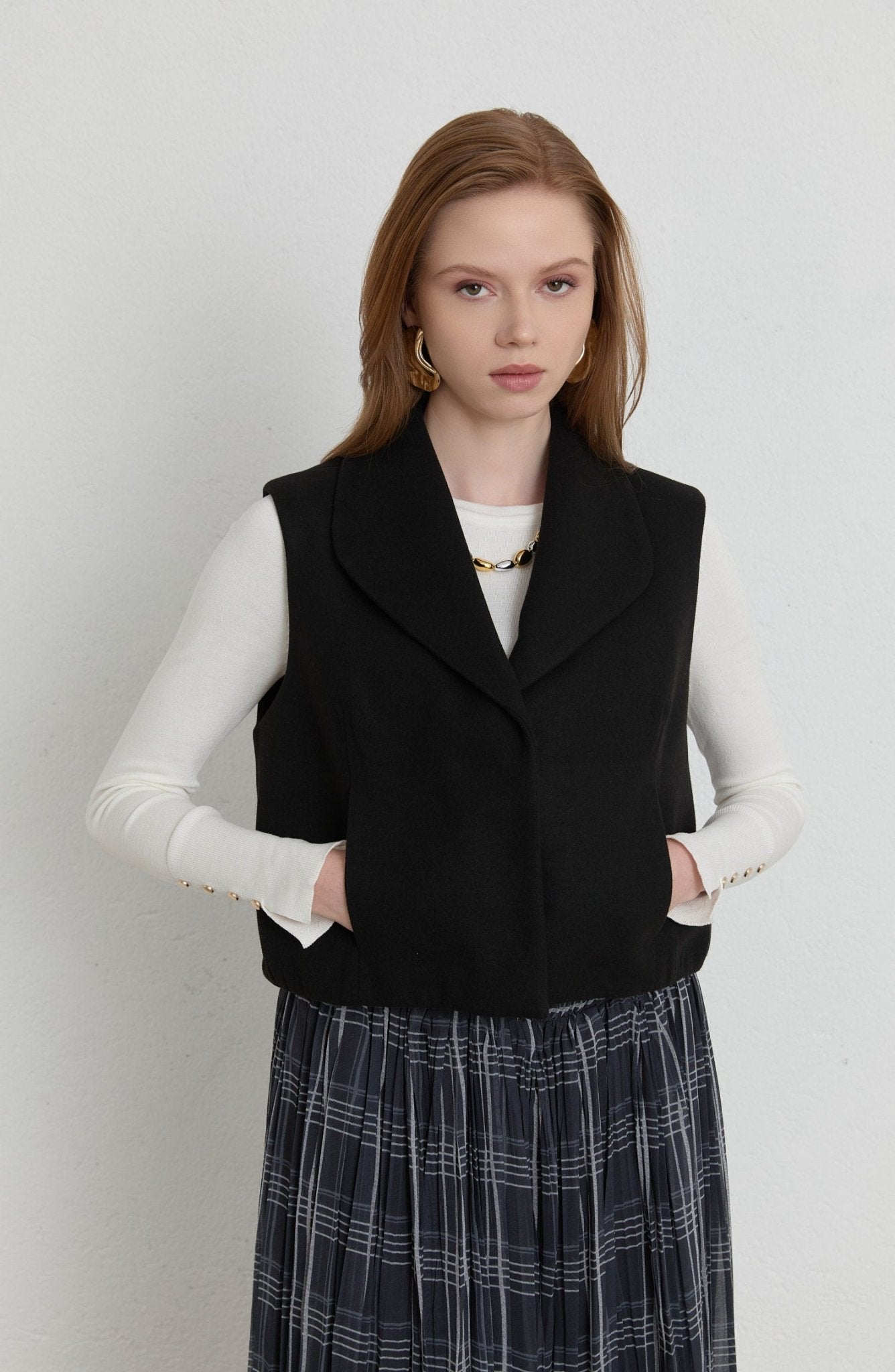 Balon Siyah Kaşe Yelek - Fatma Atasoy