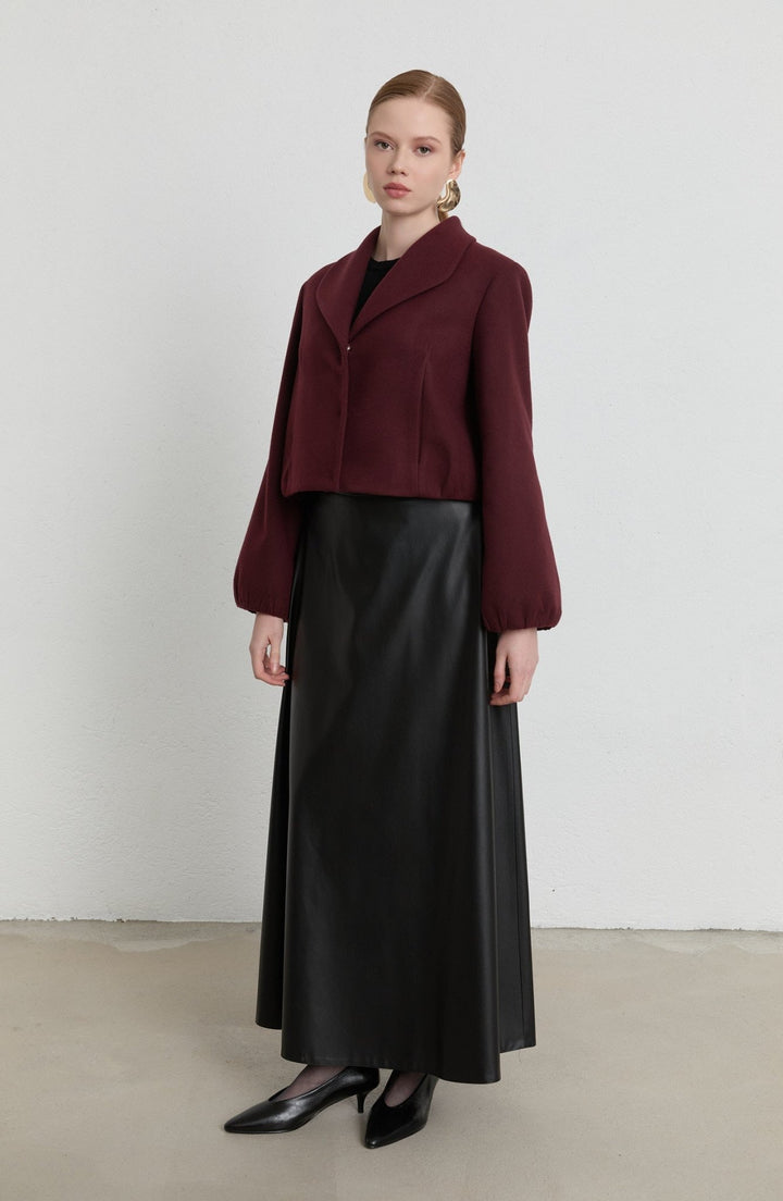 Balon Vişne Kaşe Ceket - Fatma Atasoy