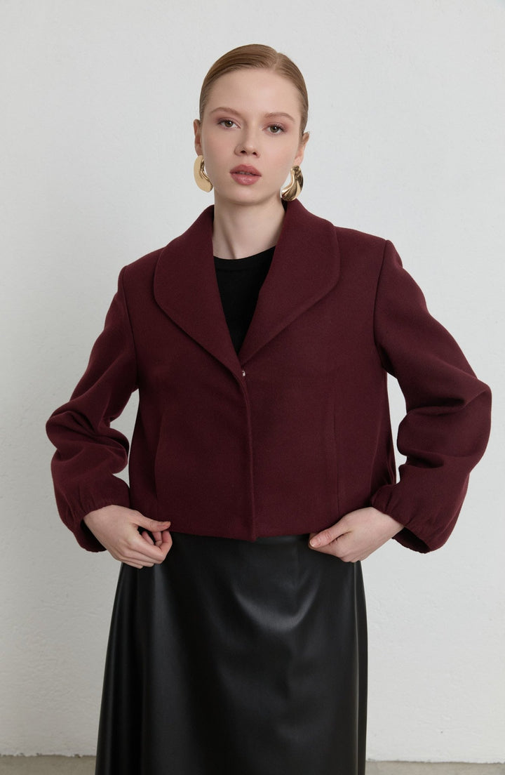 Balon Vişne Kaşe Ceket - Fatma Atasoy