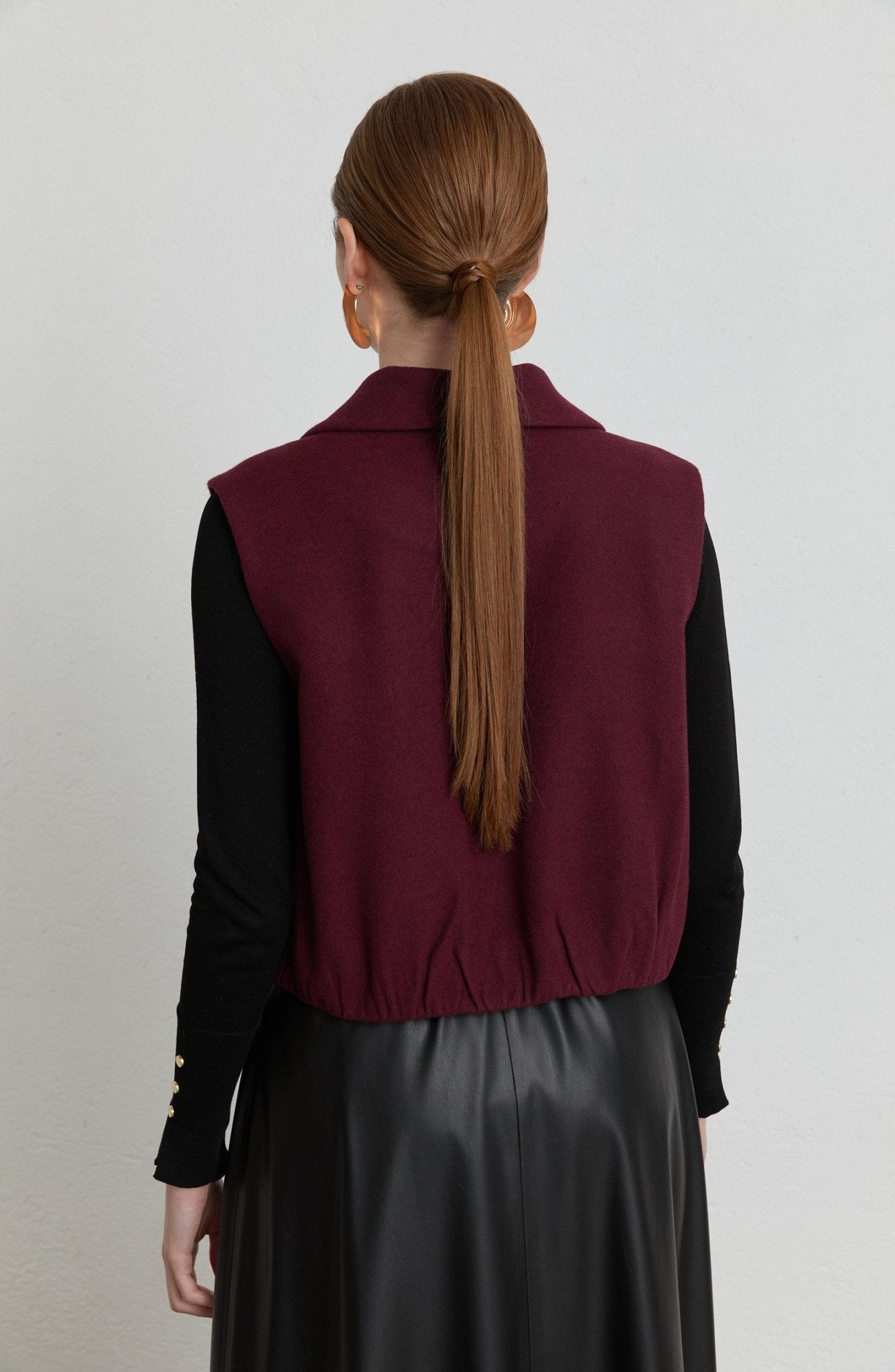 Balon Vişne Kaşe Yelek - Fatma Atasoy