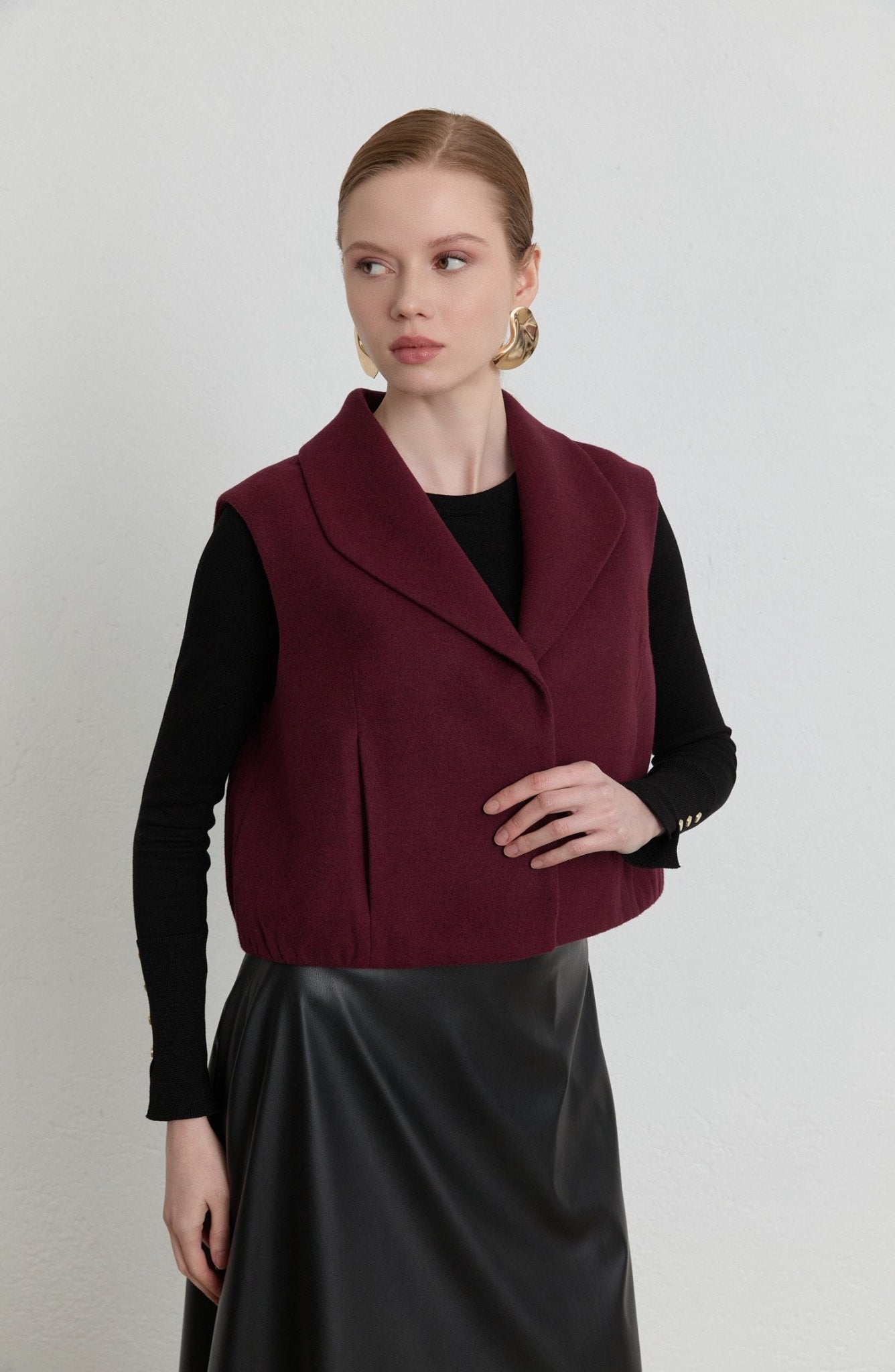 Balon Vişne Kaşe Yelek - Fatma Atasoy