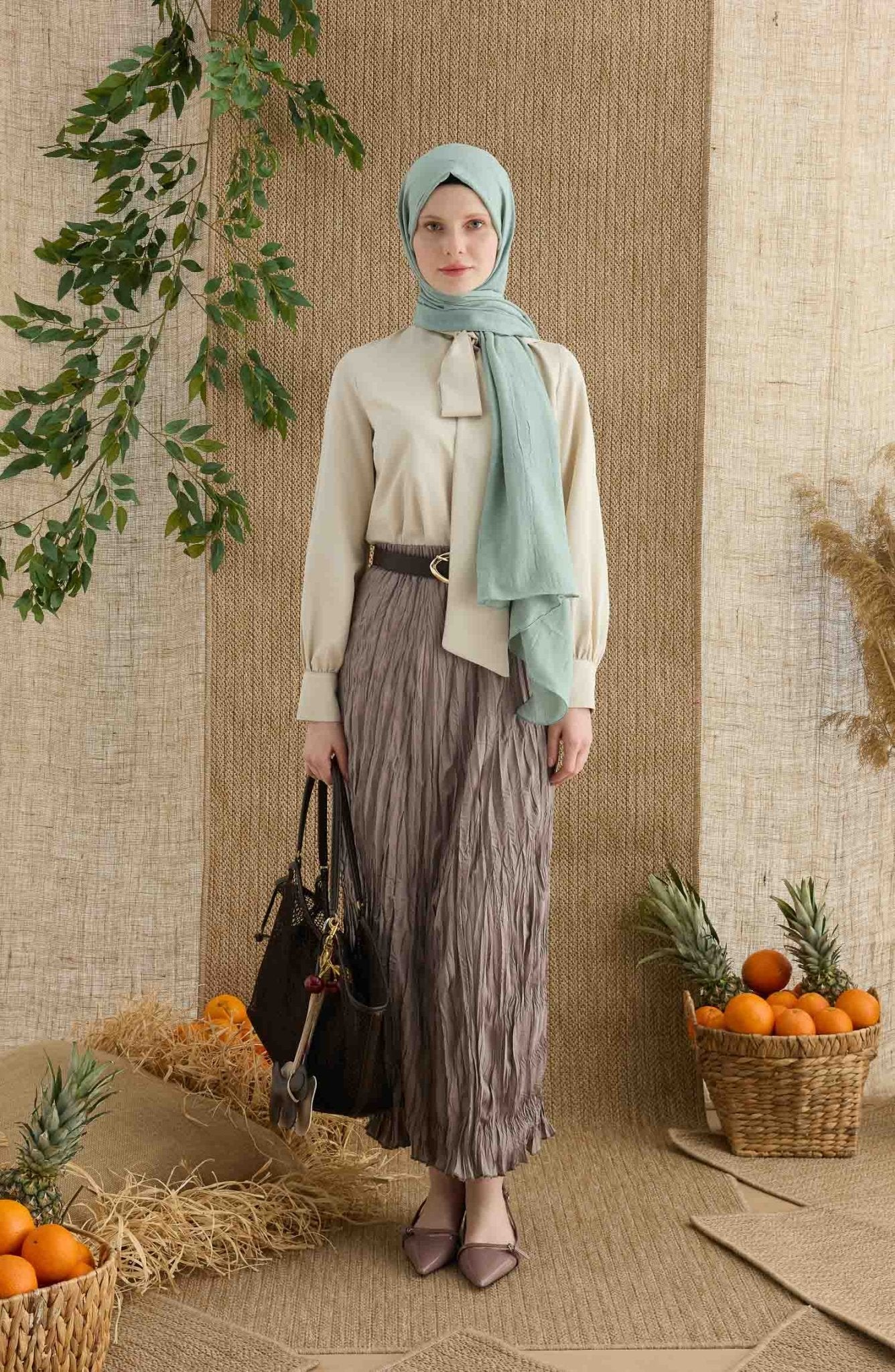 Bambu Mint Crash Şal - Fatma Atasoy