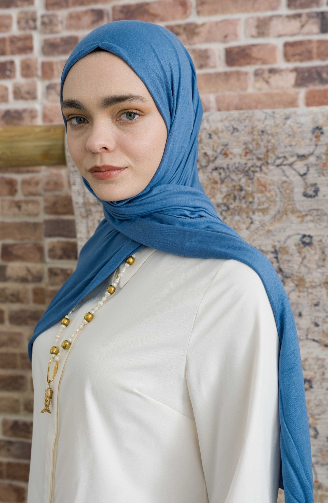 Bambu Penye Soft Mavi Şal - Fatma Atasoy