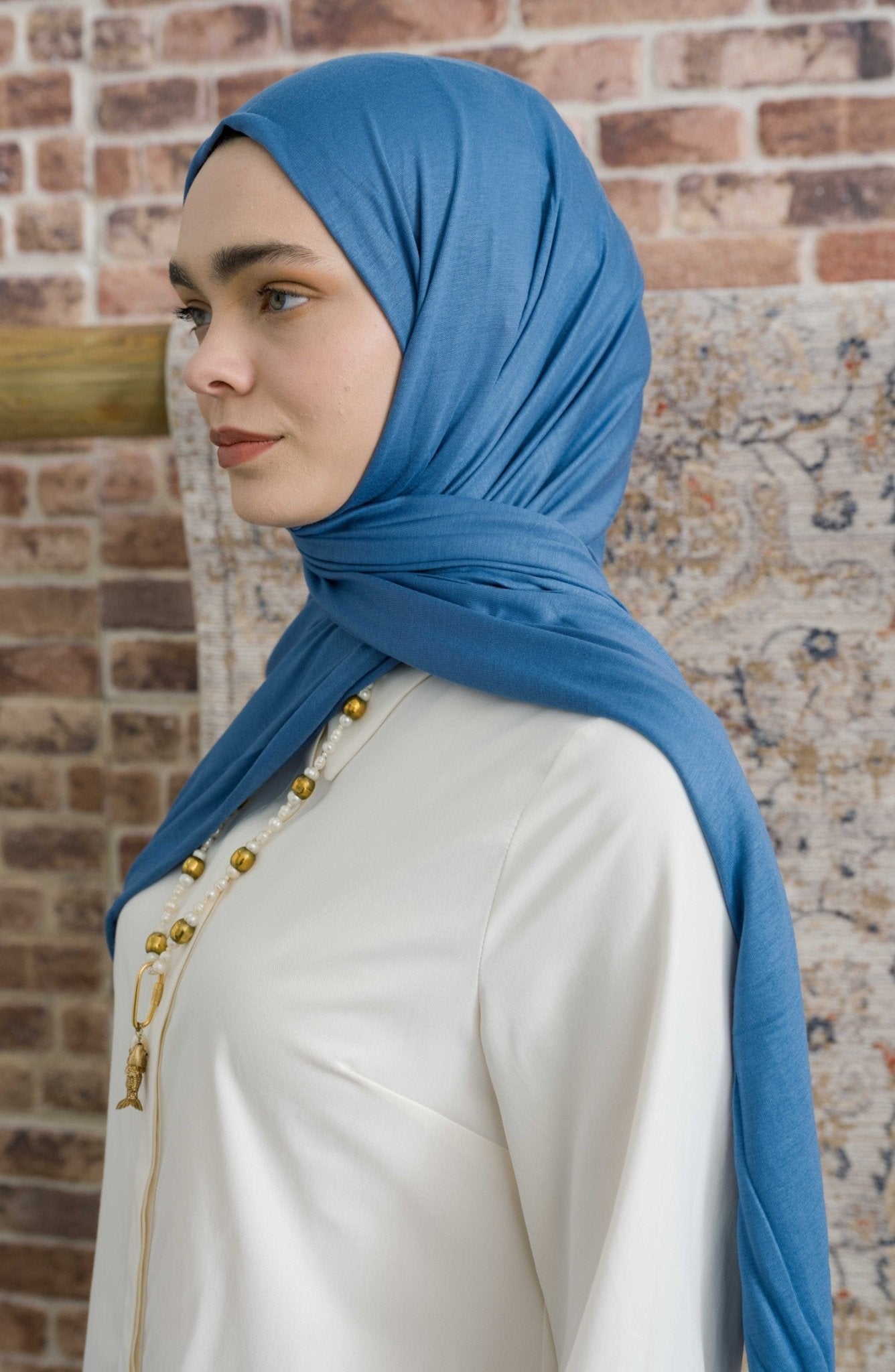 Bambu Penye Soft Mavi Şal - Fatma Atasoy