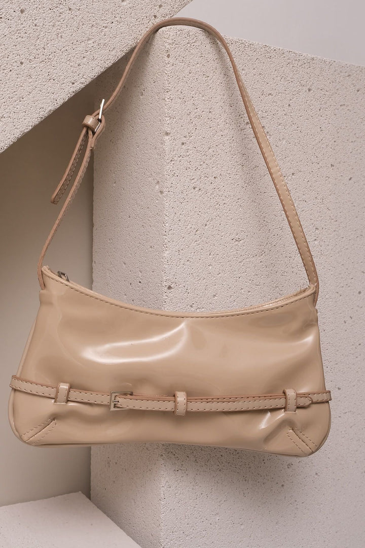 Bantlı Rugan Baget Çanta Sütlü Kahve - Fatma Atasoy