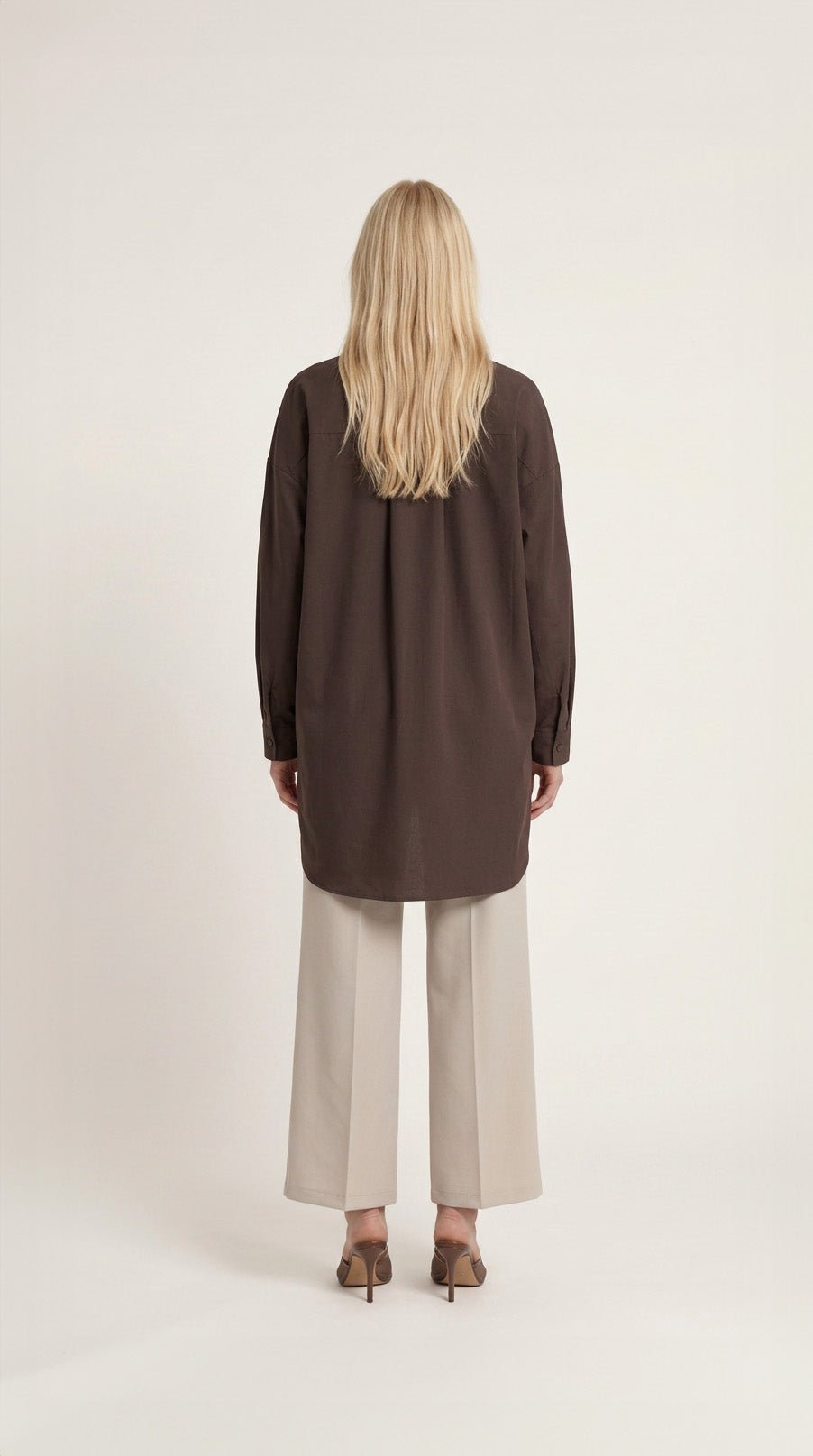 Basic Acı Kahve Oversize Pamuk Gömlek - Fatma Atasoy