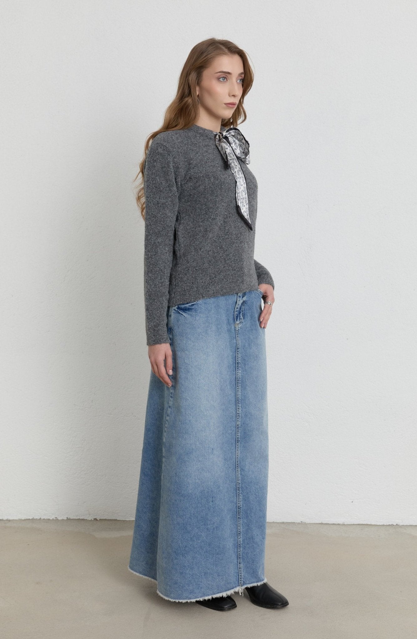 Basic Açık Mavi Denim Etek - Fatma Atasoy