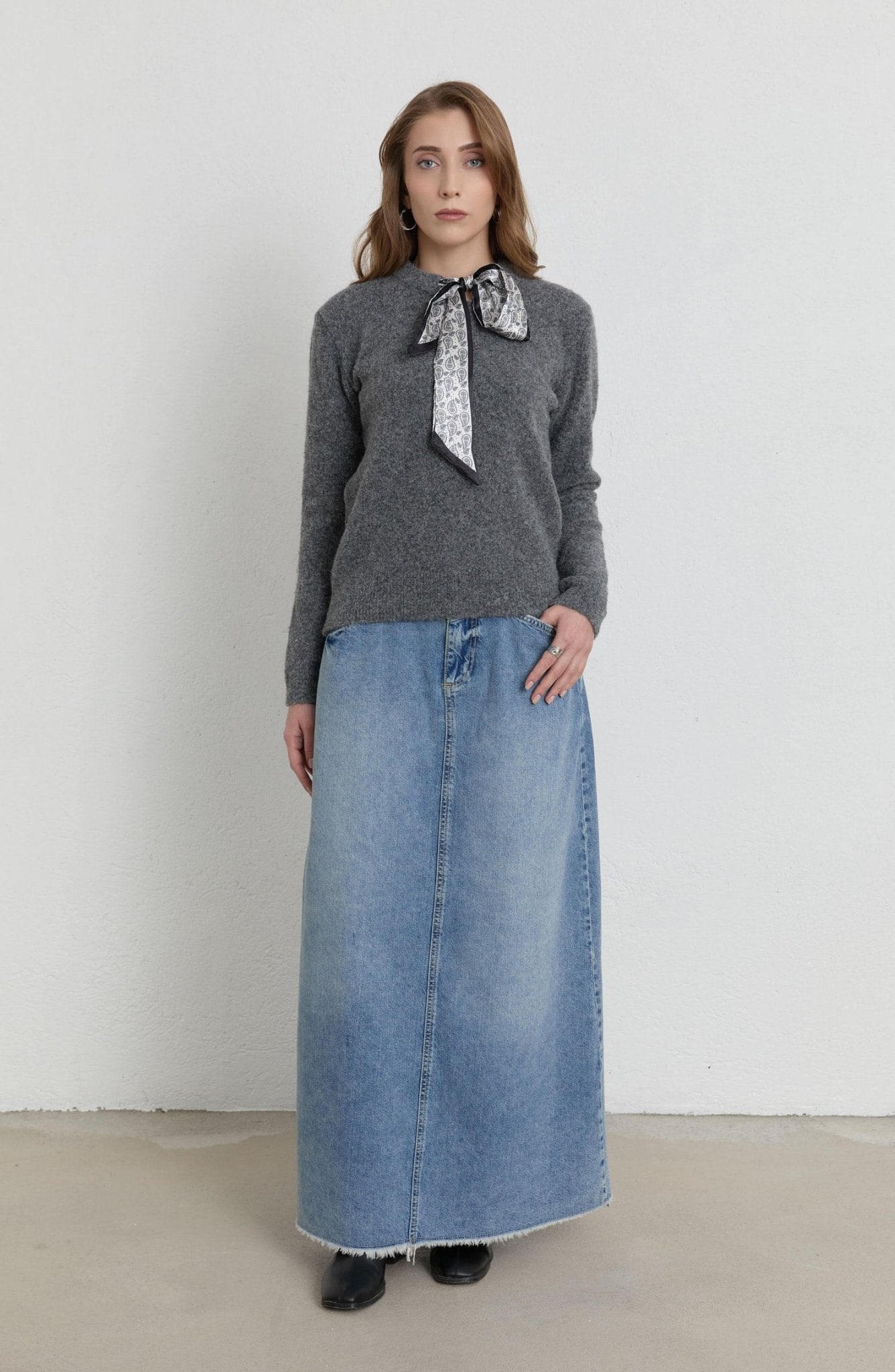 Basic Açık Mavi Denim Etek - Fatma Atasoy