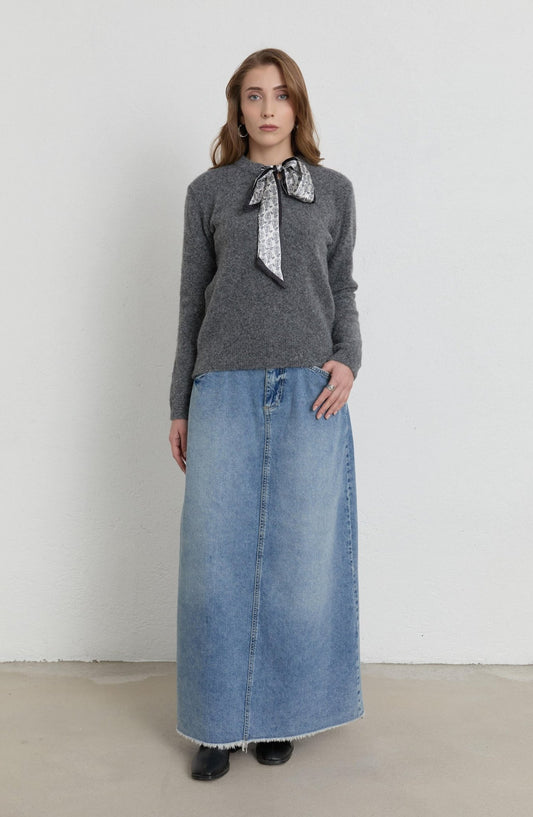 Basic Açık Mavi Denim Etek - Fatma Atasoy