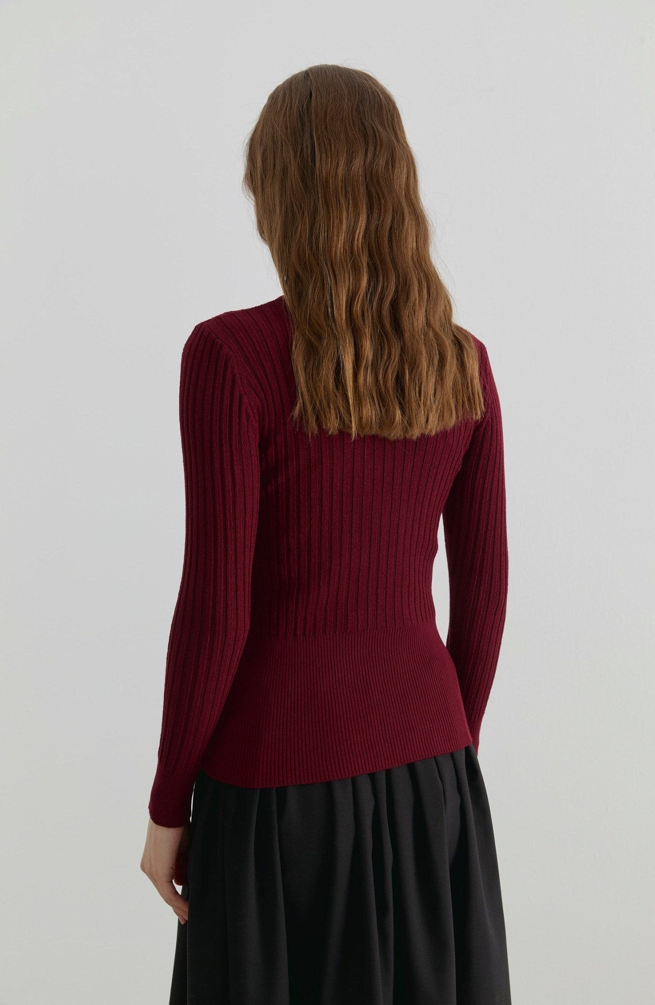 Basic Balıkçı Yaka Bordo Fitilli Triko Kazak - Fatma Atasoy