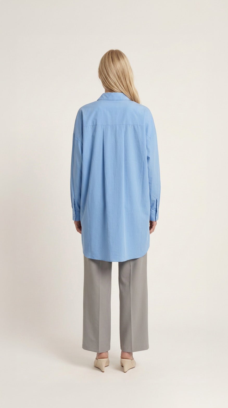 Basic Bebe Mavi Oversize Pamuk Gömlek - Fatma Atasoy
