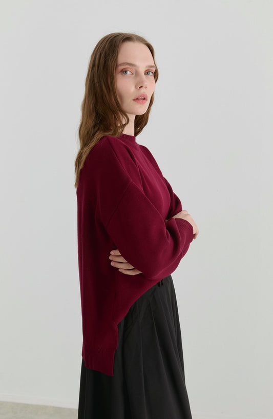 Basic Bordo Triko Kazak - Fatma Atasoy