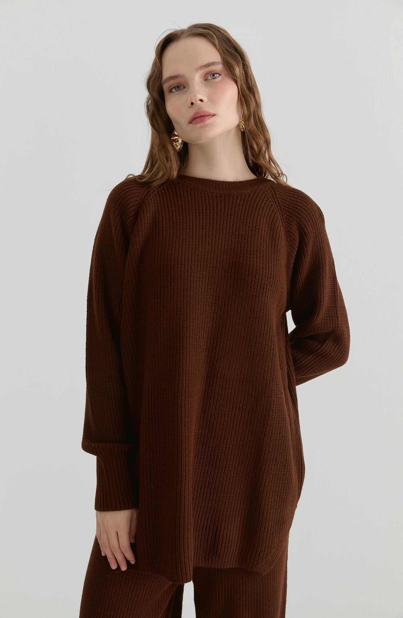 Basic Fitilli Kahverengi Triko İkili Takım - Fatma Atasoy