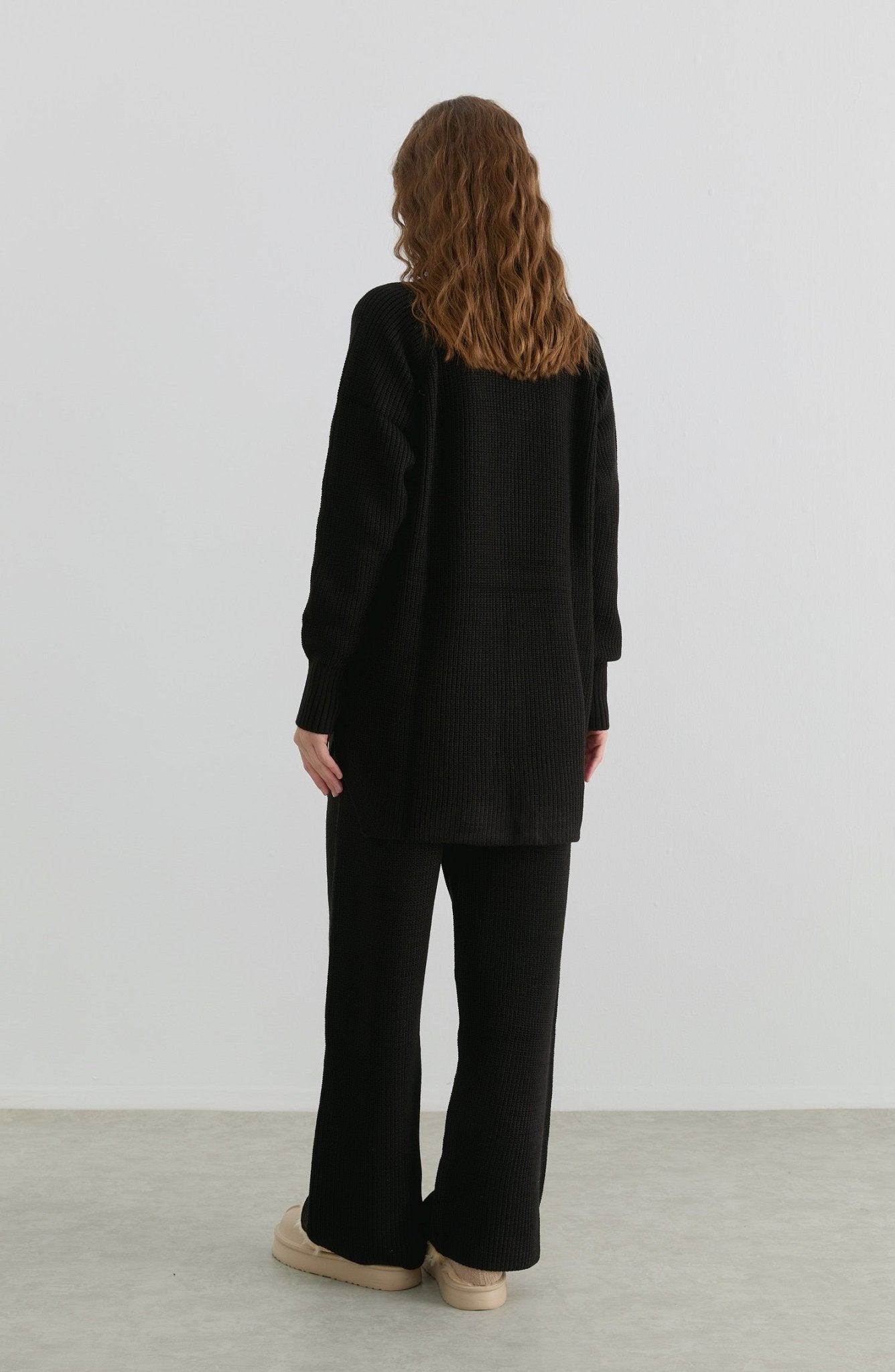 Basic Fitilli Siyah Triko İkili Takım - Fatma Atasoy