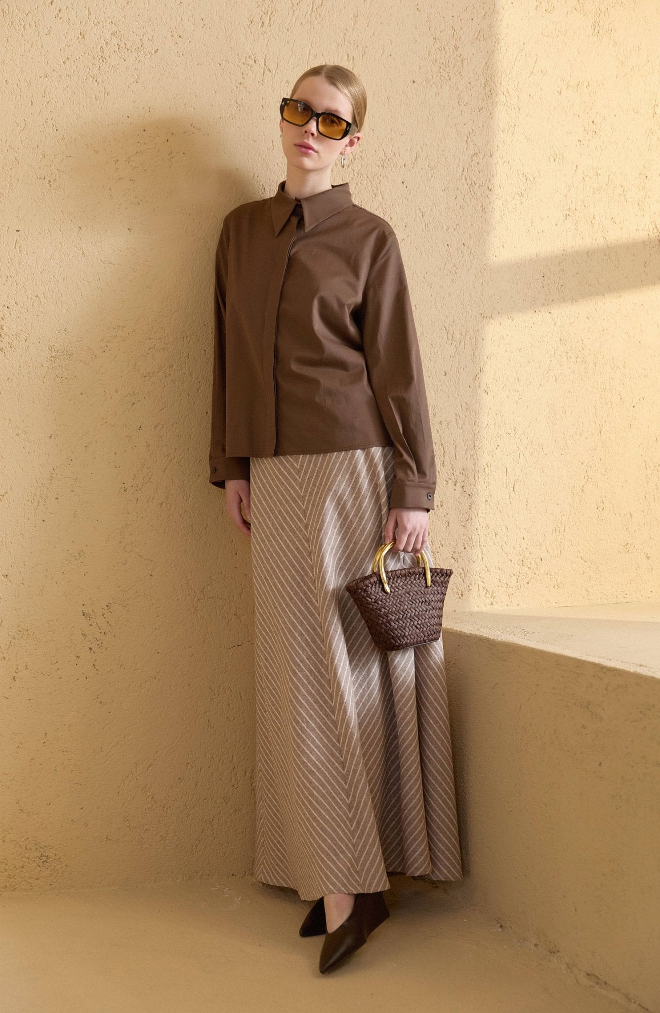 Basic Kahverengi Pamuk Gömlek - Fatma Atasoy