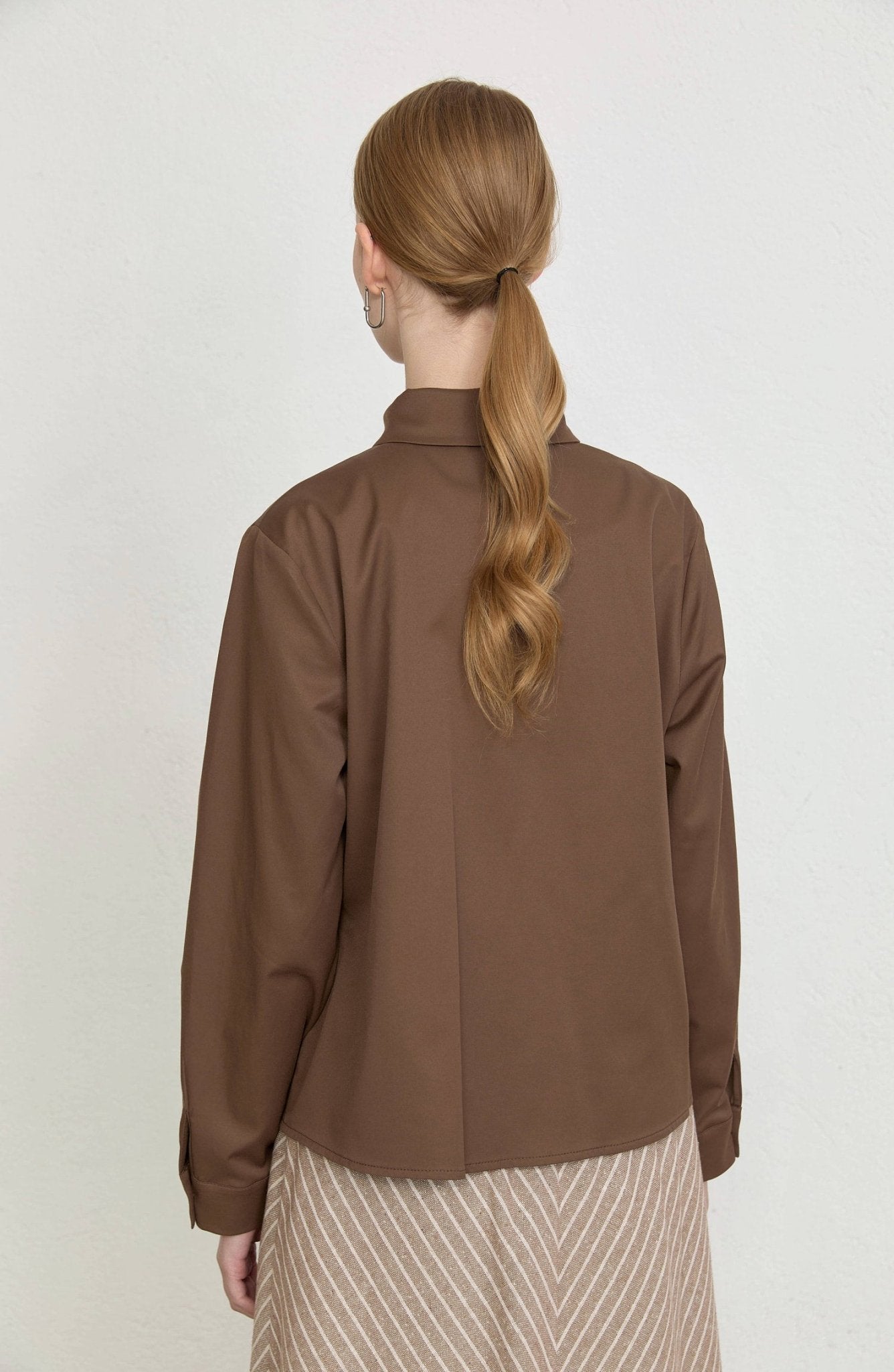Basic Kahverengi Pamuk Gömlek - Fatma Atasoy