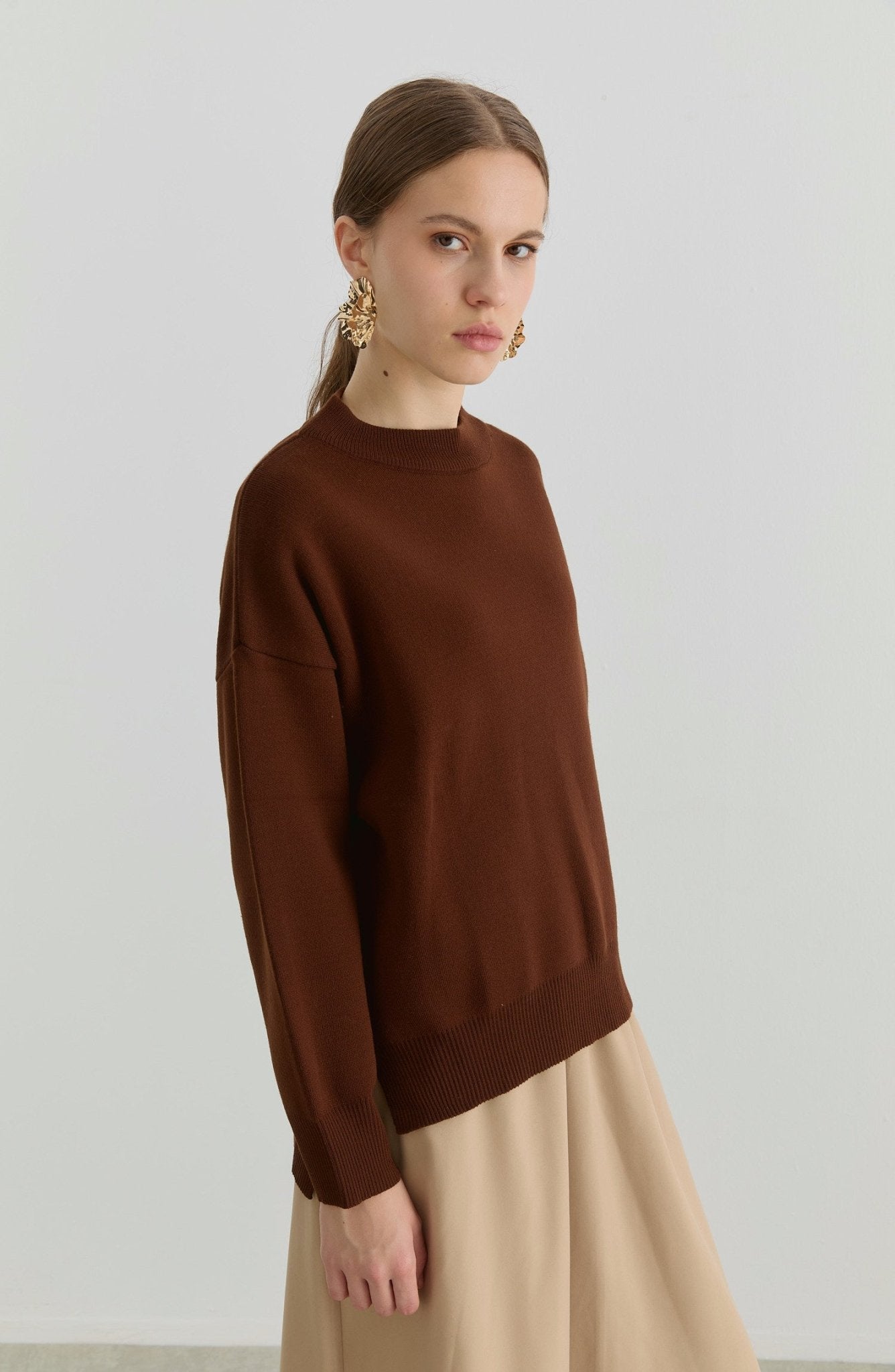 Basic Kahverengi Triko Kazak - Fatma Atasoy