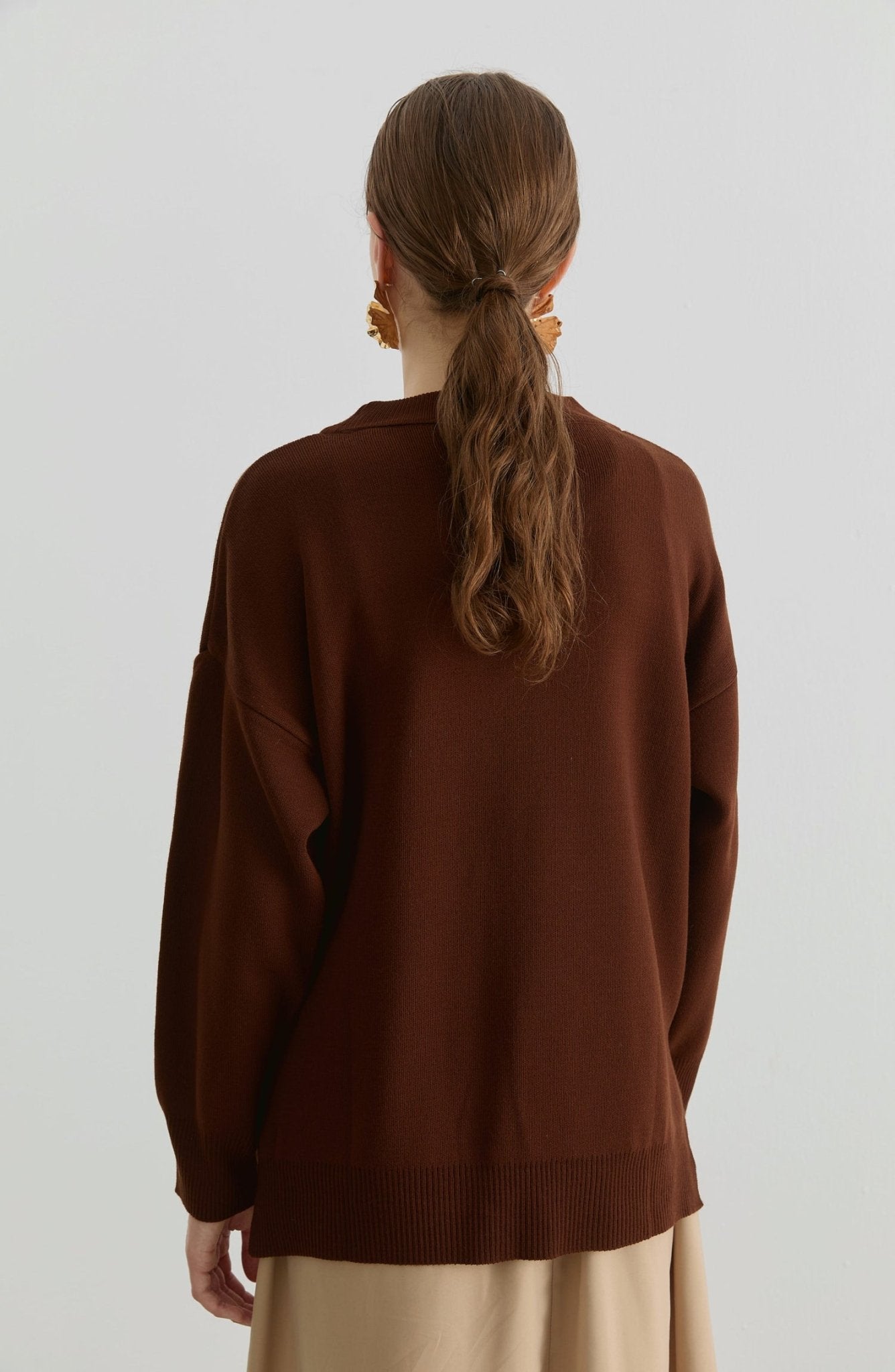 Basic Kahverengi Triko Kazak - Fatma Atasoy