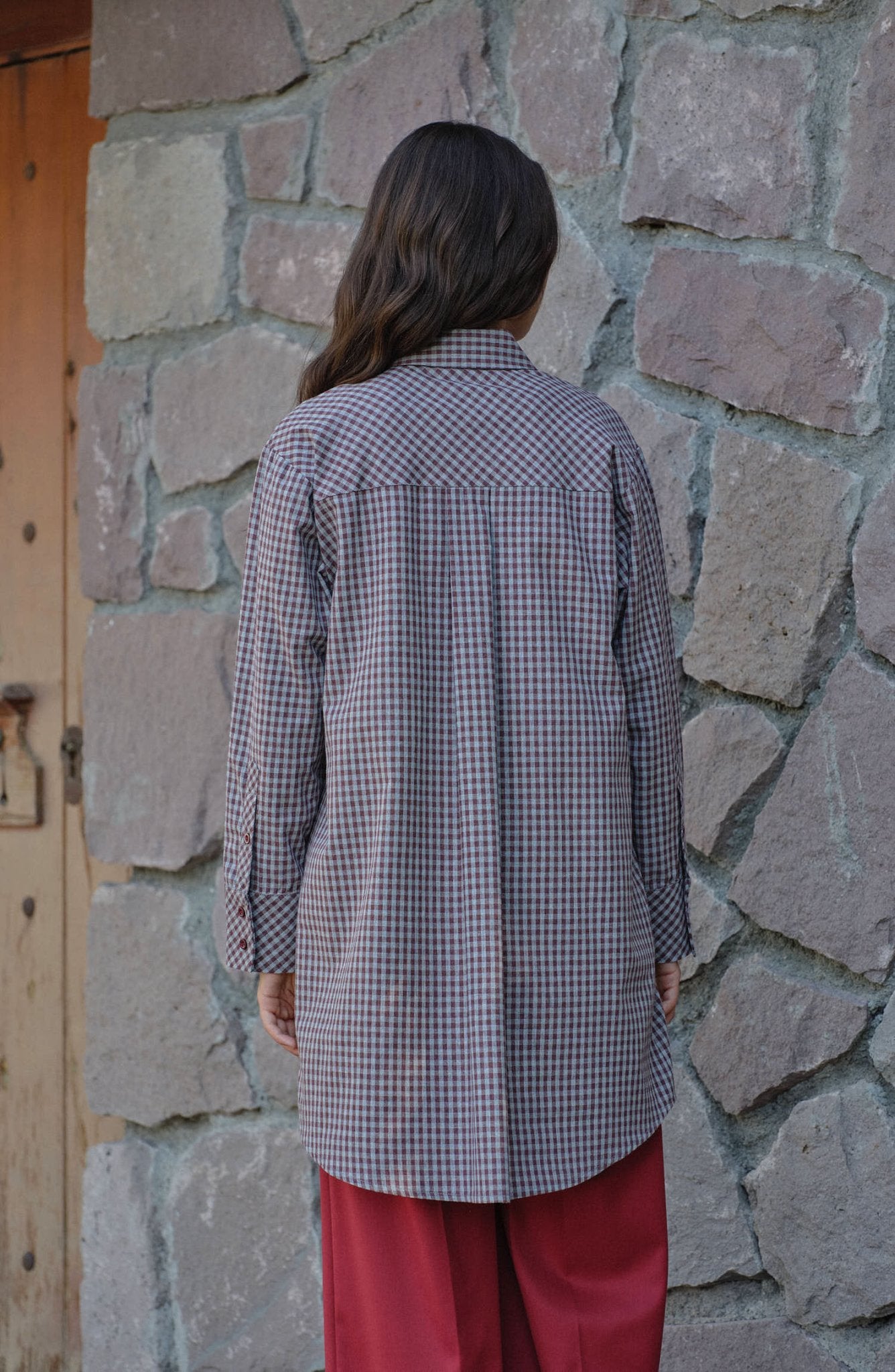 Basic Minikare Bordo Pamuk Gömlek - Fatma Atasoy