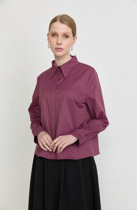 Basic Mürdüm Pamuk Gömlek - Fatma Atasoy