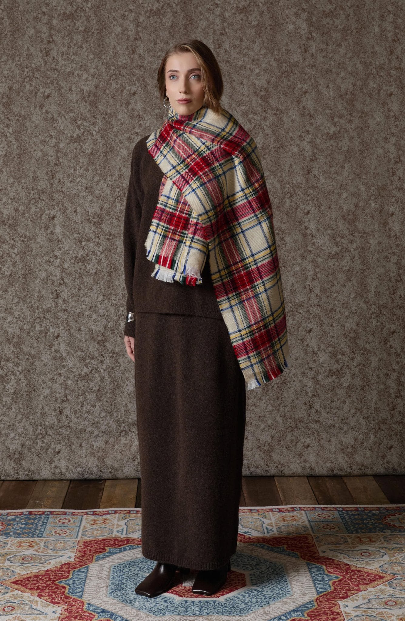 Basic Pufik Acı Kahve Triko Etekli İkili Takım - Fatma Atasoy