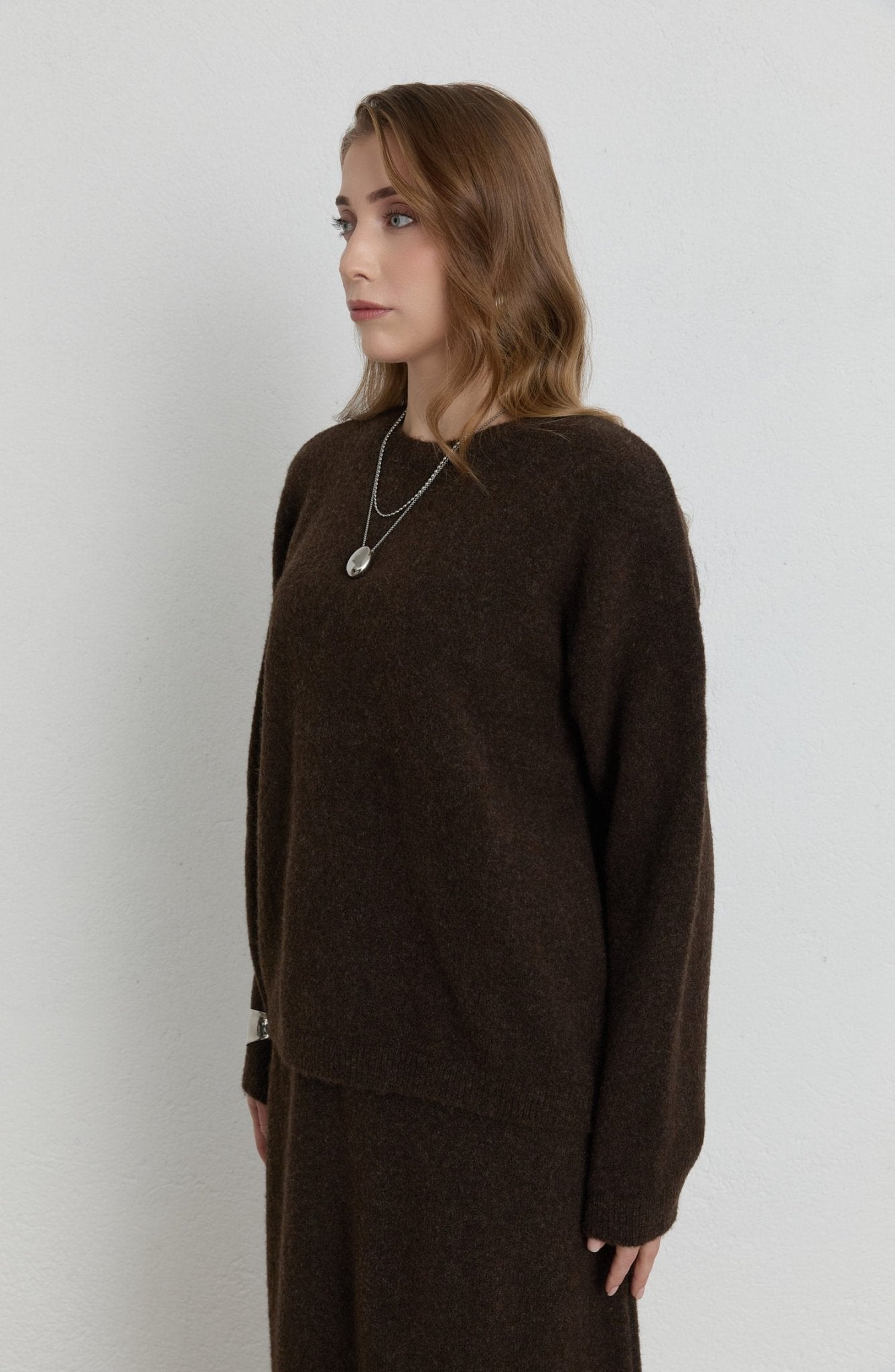 Basic Pufik Acı Kahve Triko Etekli İkili Takım - Fatma Atasoy