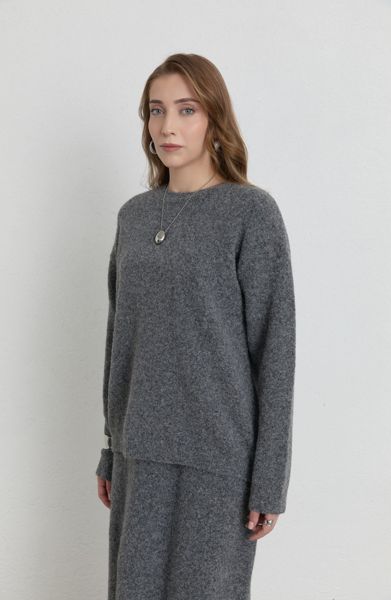 Basic Pufik Gri Triko Etekli İkili Takım - Fatma Atasoy