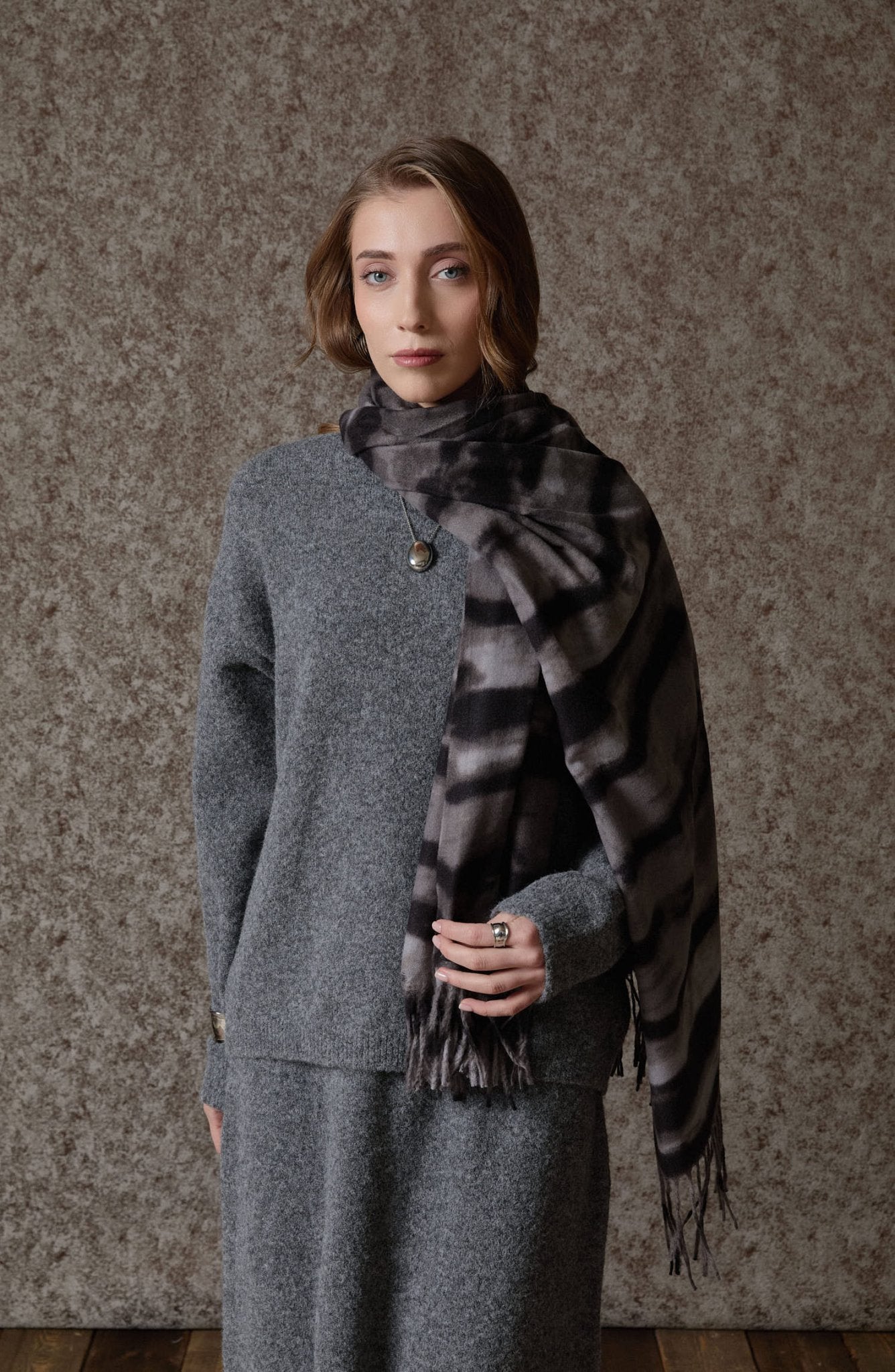 Basic Pufik Gri Triko Etekli İkili Takım - Fatma Atasoy