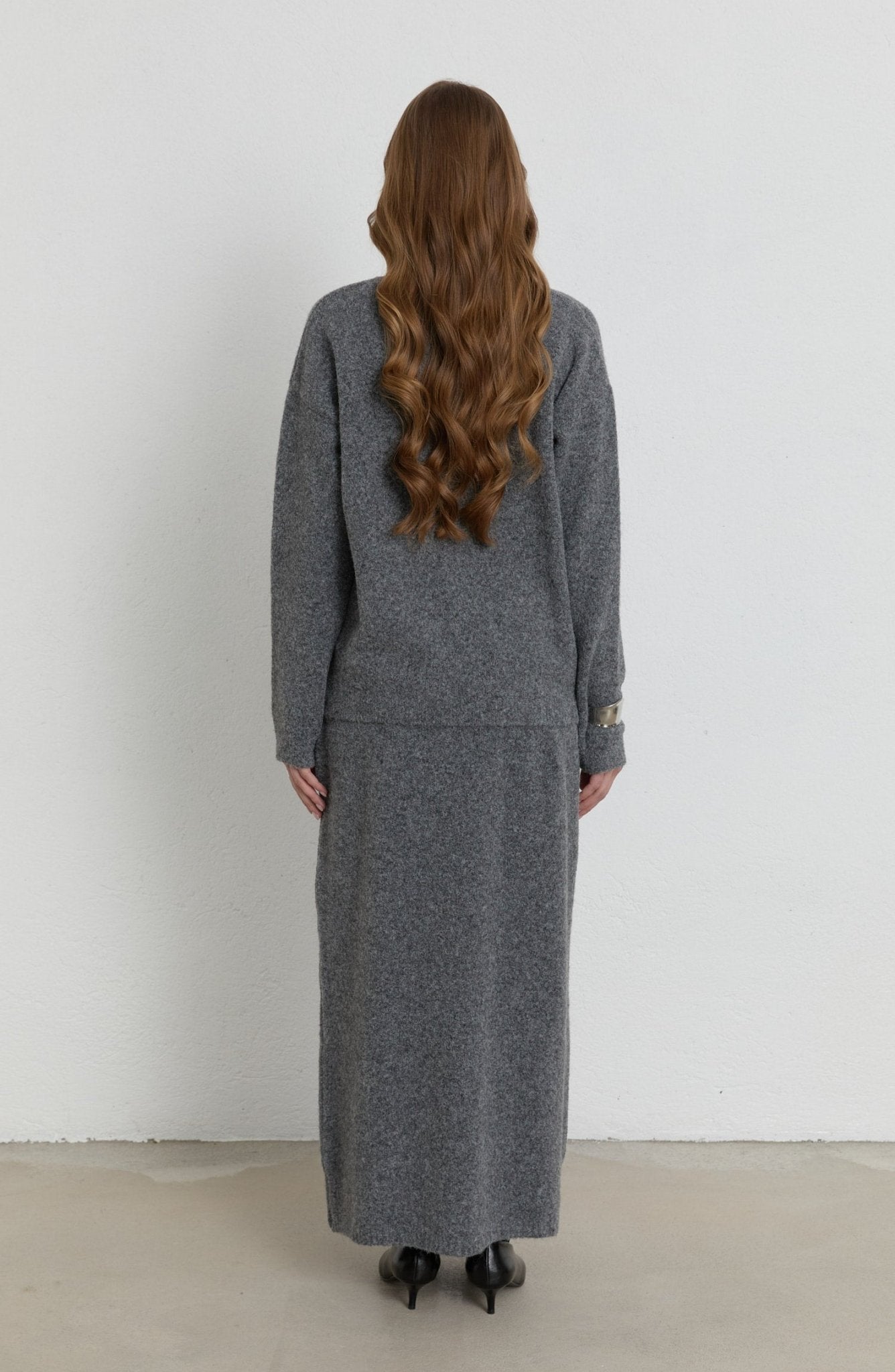 Basic Pufik Gri Triko Etekli İkili Takım - Fatma Atasoy