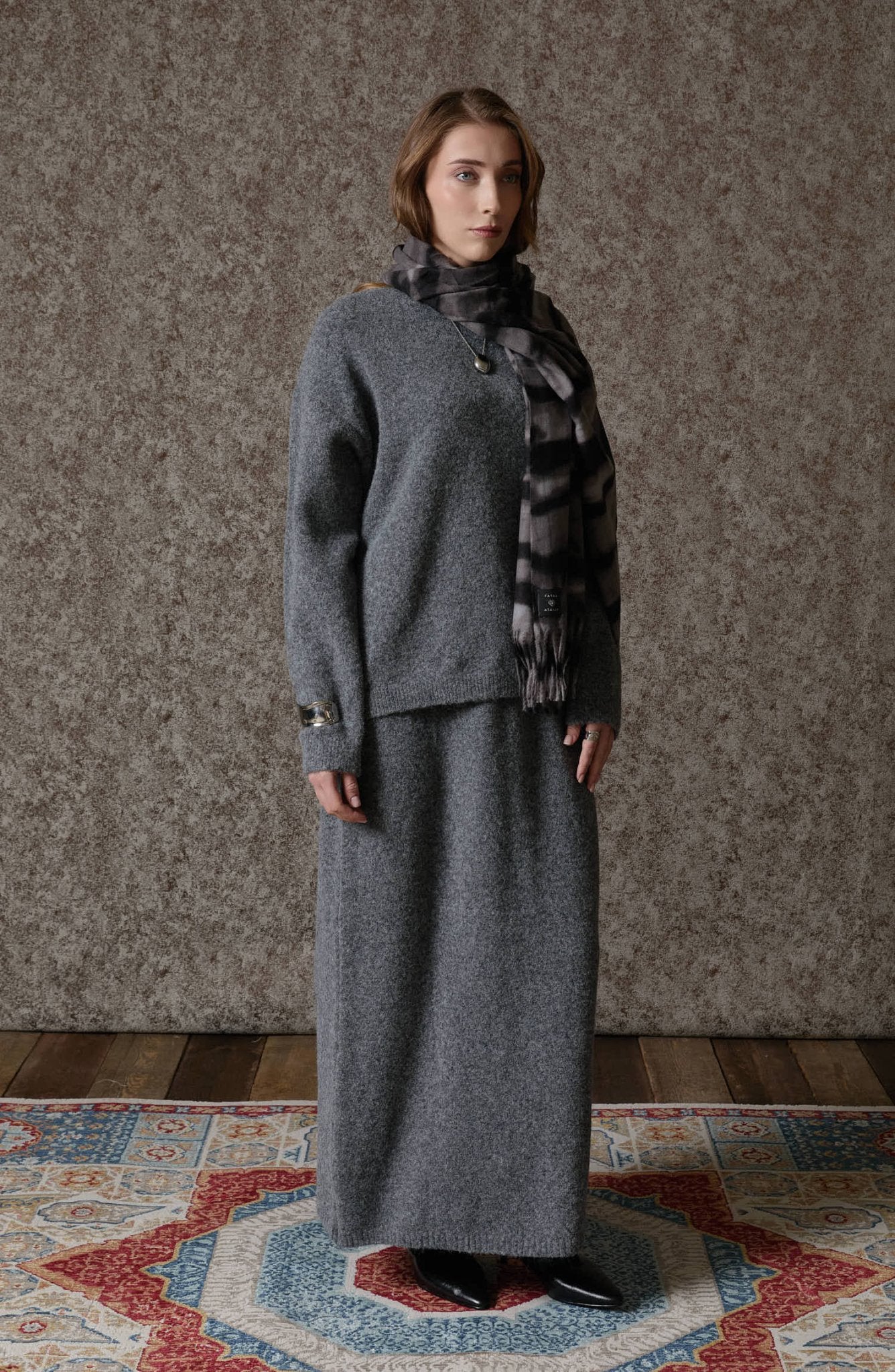 Basic Pufik Gri Triko Etekli İkili Takım - Fatma Atasoy