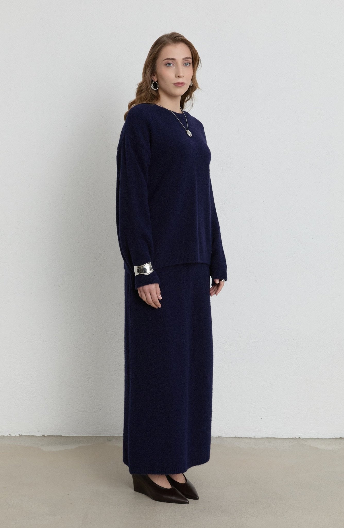 Basic Pufik Lacivert Triko Etekli İkili Takım - Fatma Atasoy