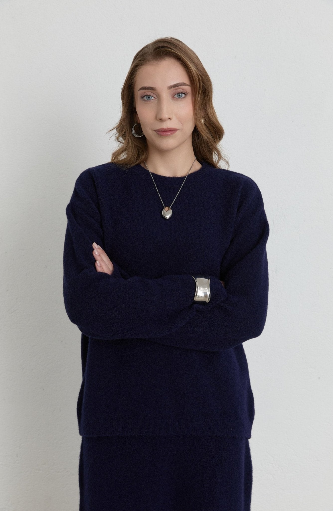 Basic Pufik Lacivert Triko Etekli İkili Takım - Fatma Atasoy