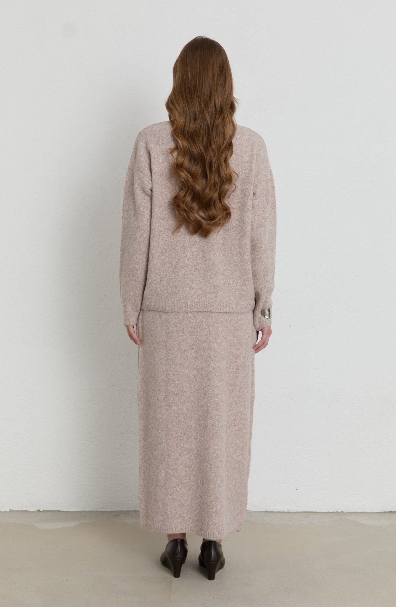 Basic Pufik Sütlü Kahve Triko Etekli İkili Takım - Fatma Atasoy